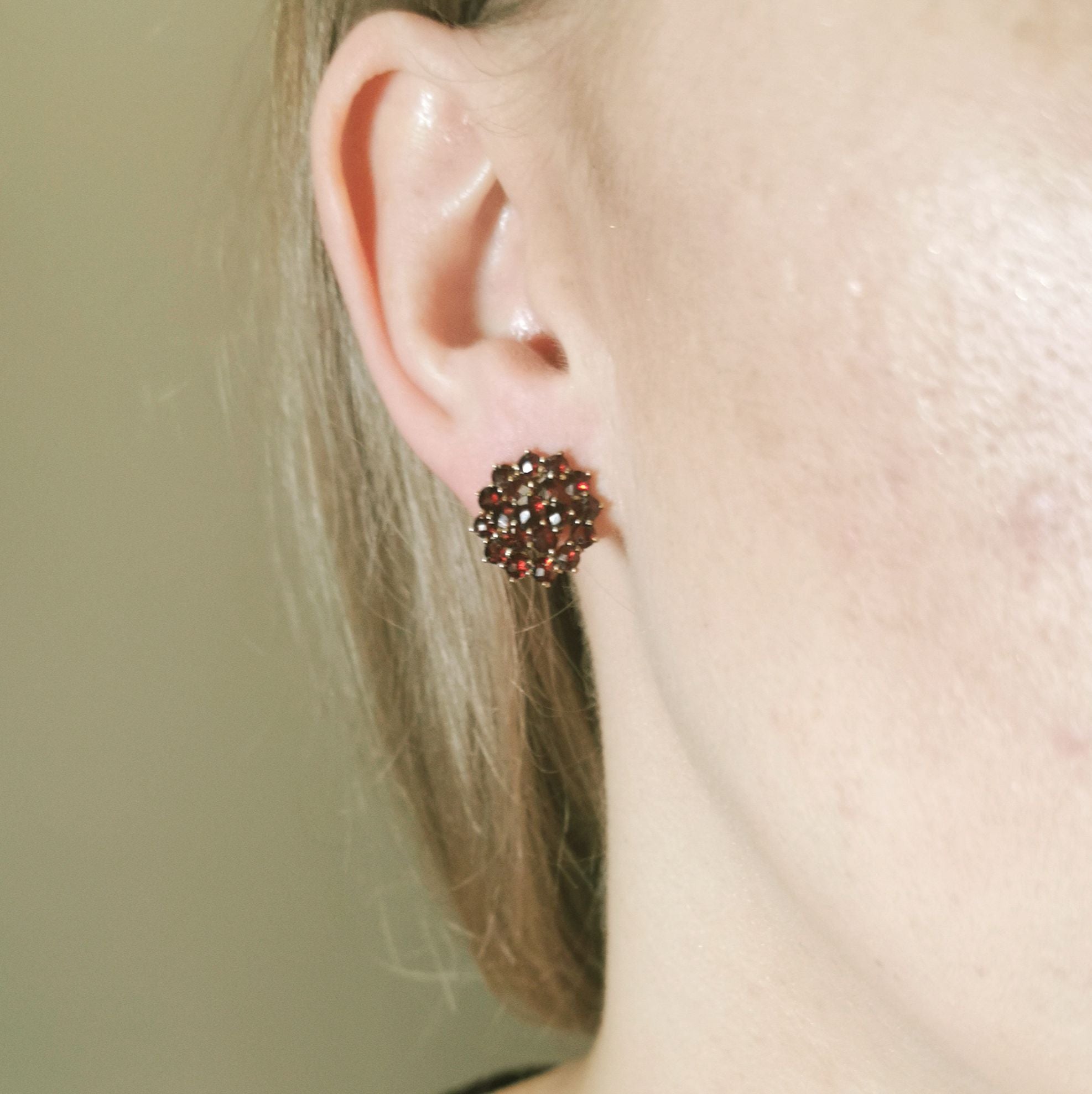 'Birks' Garnet Cluster Clip On Screw Back Earrings | 3.00ctw |