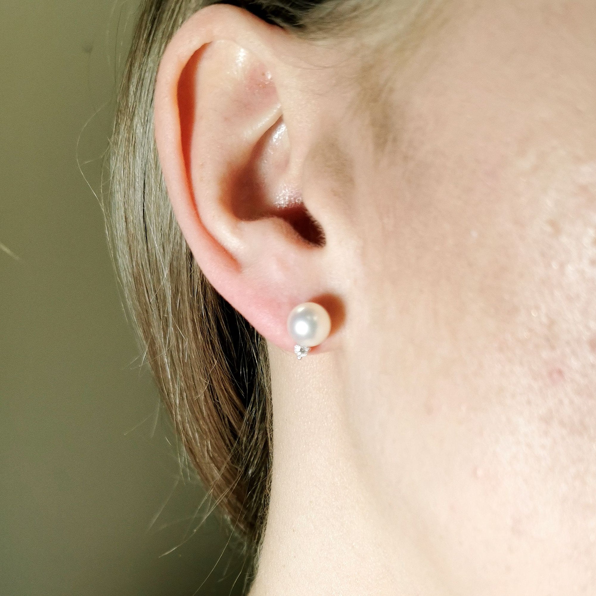 Pearl & Diamond Stud Earrings | 5.30ctw, 0.05ctw |