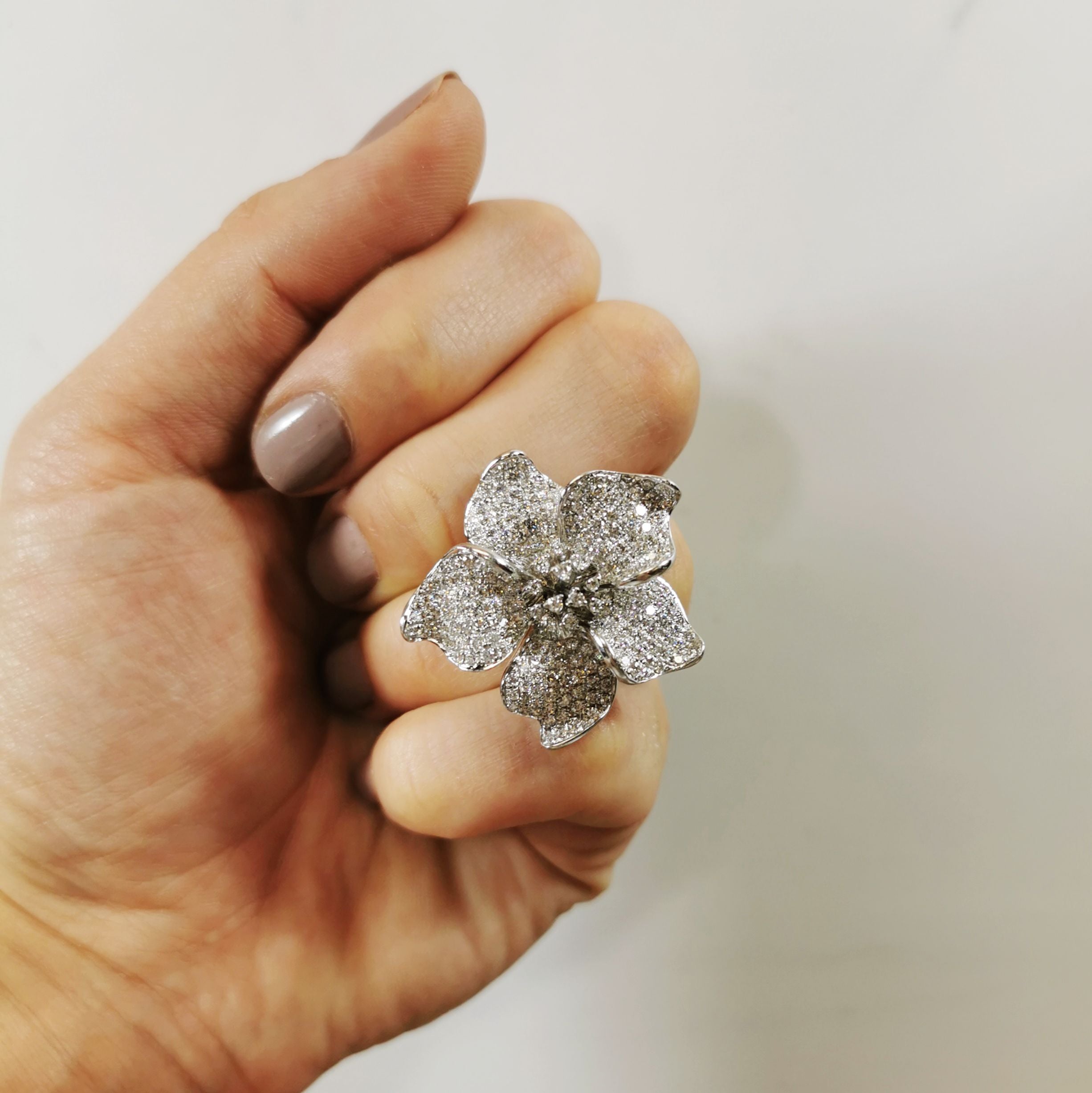 Diamond Encrusted Plumeria Cocktail Ring | 3.27ctw | SZ 4.75 |