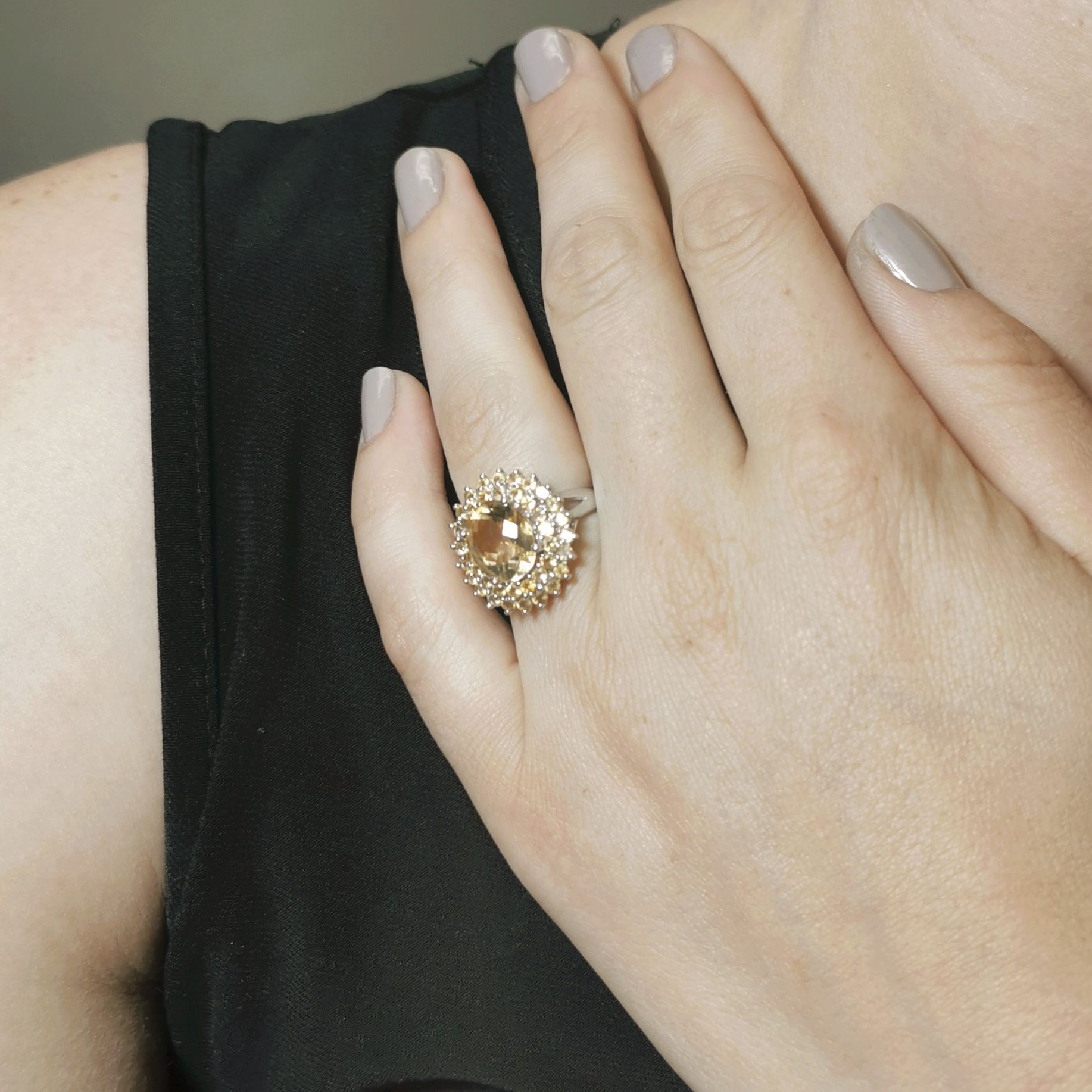 Oval Citrine Double Halo Cocktail Ring | 4.00ctw | SZ 7 |
