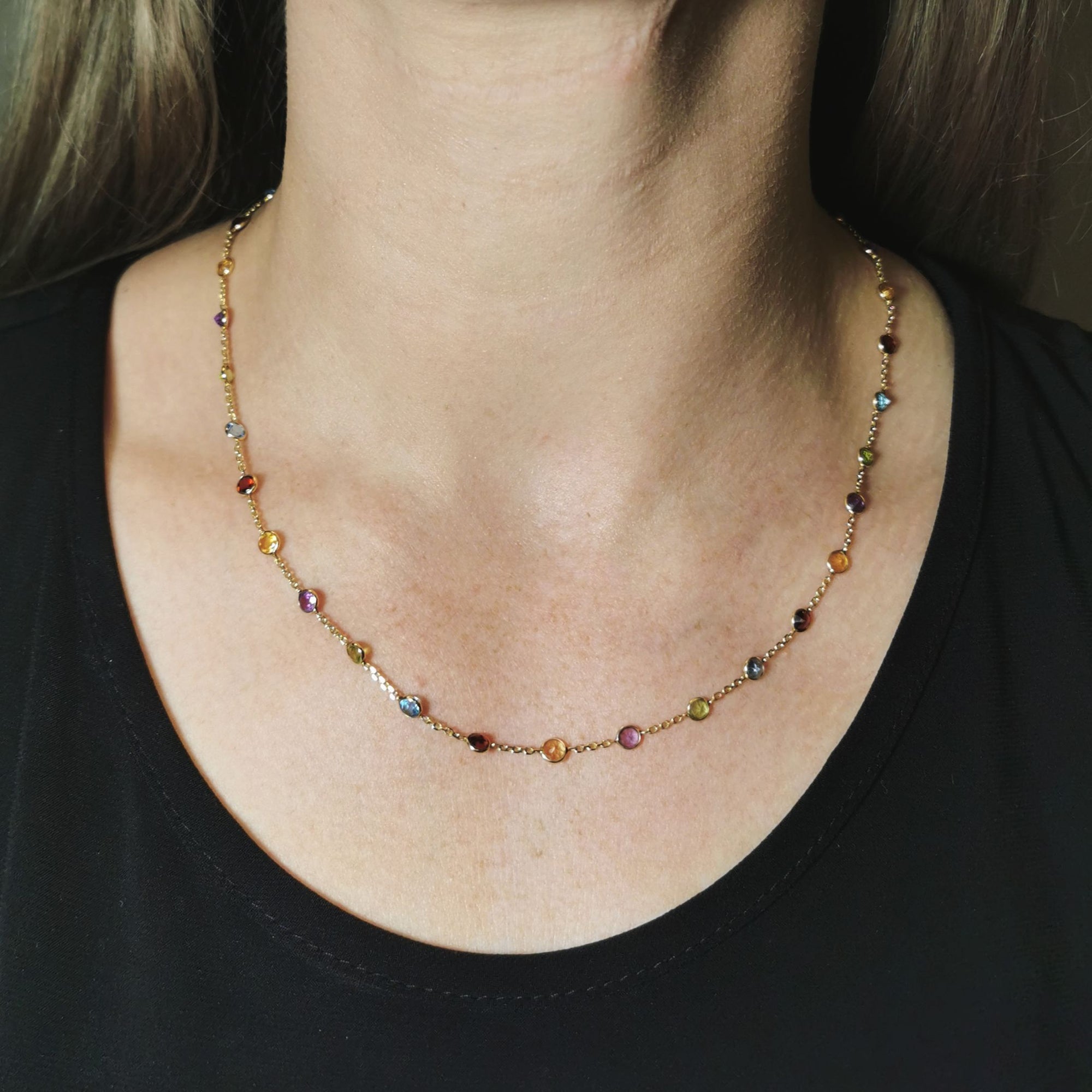 Rainbow Multi Gemstone Necklace | 6.50ctw | 18