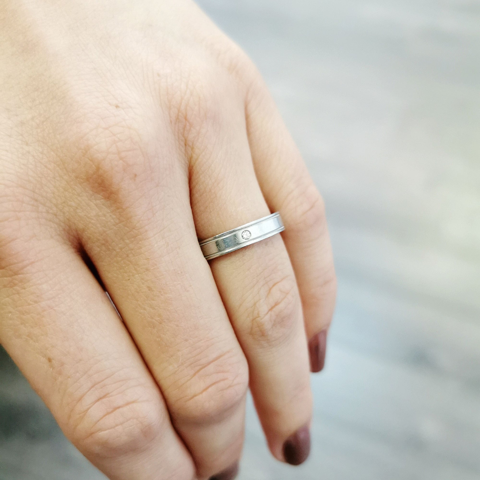 Tiffany & Co.' Essential Double Milgrain Ring | 0.01ct | SZ 7.5 |