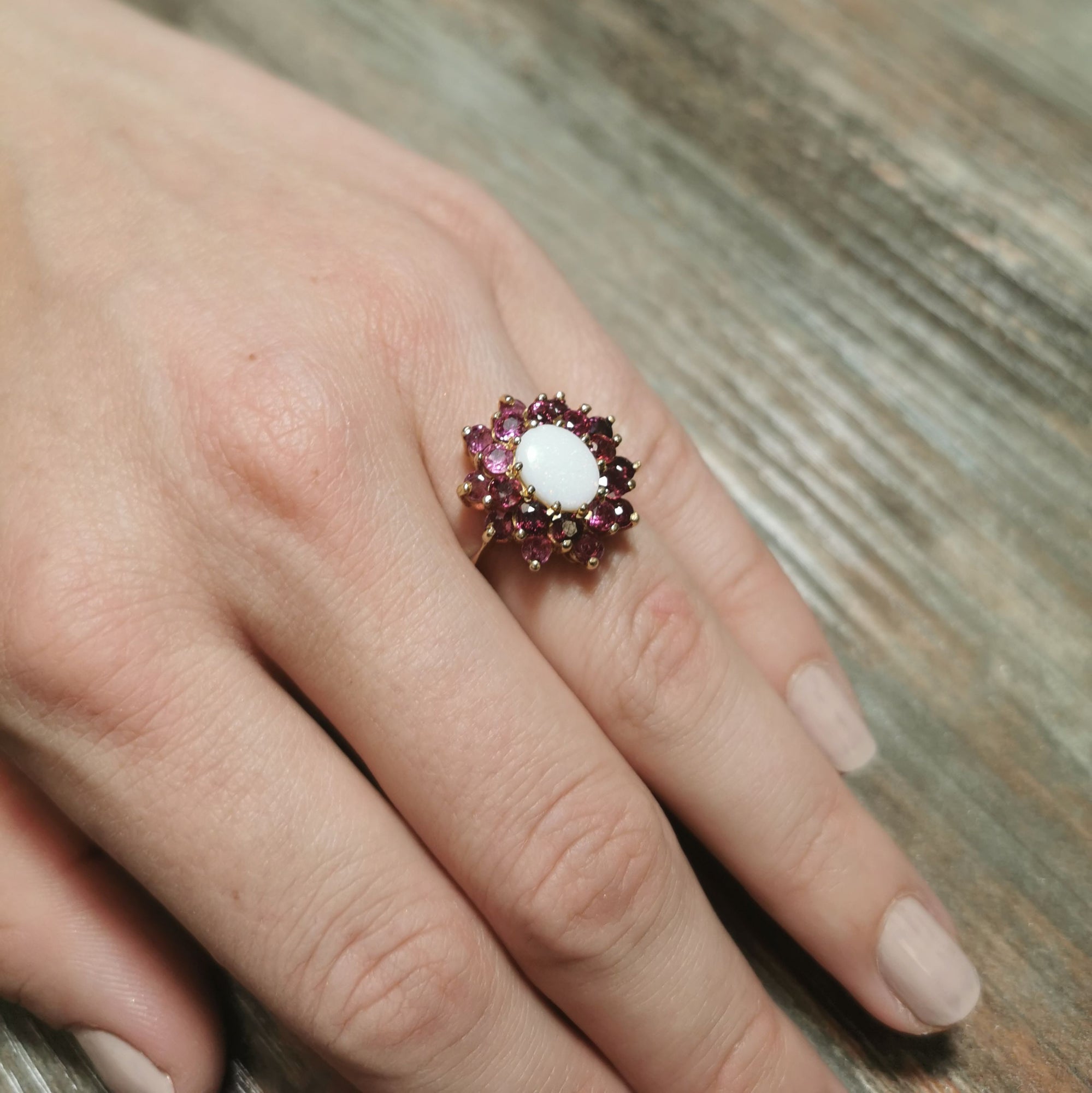 Opal & Pink Sapphire Cocktail Ring | 0.80ct, 1.80ctw | SZ 7 |