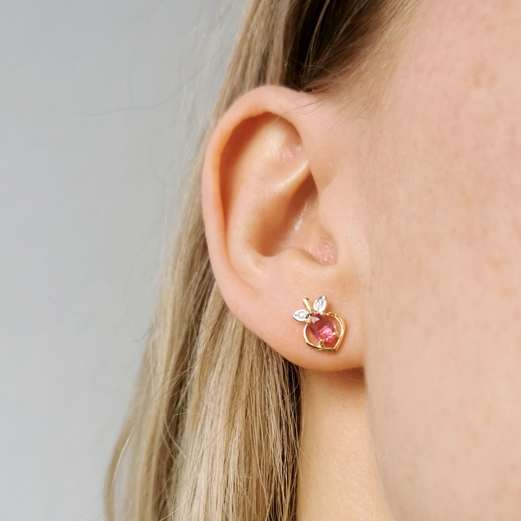 Ruby Apple Stud Earrings | 0.02ctw, 0.56ctw |