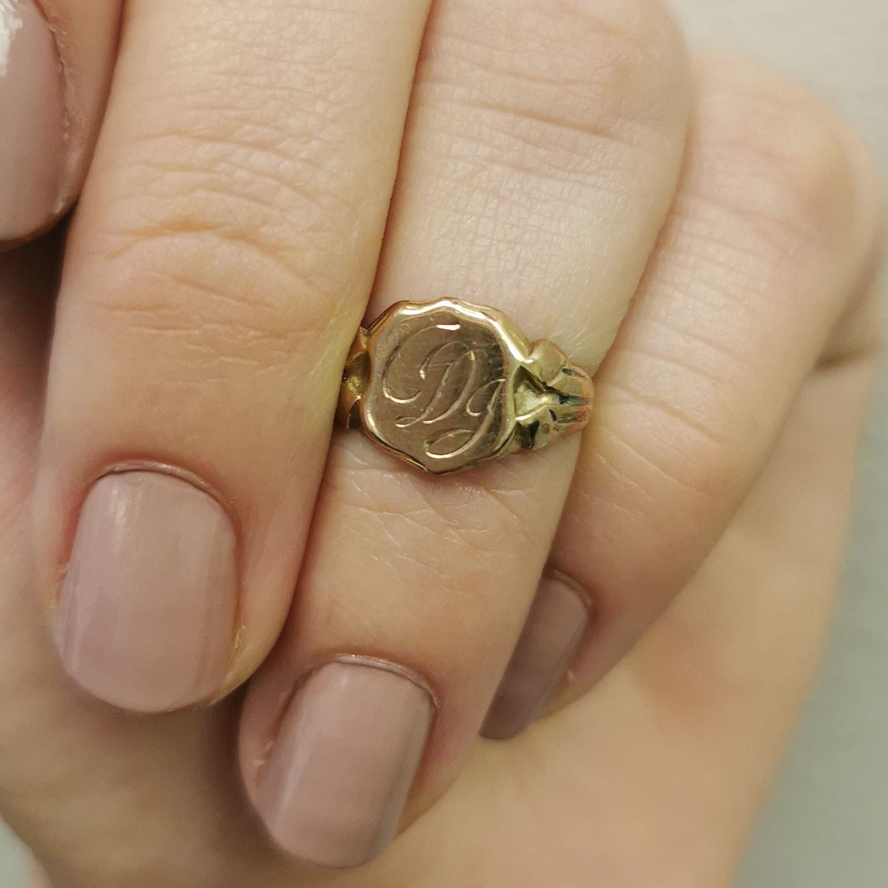 Engraved 'CDG' Edwardian Era Signet Ring | SZ 3.5 |