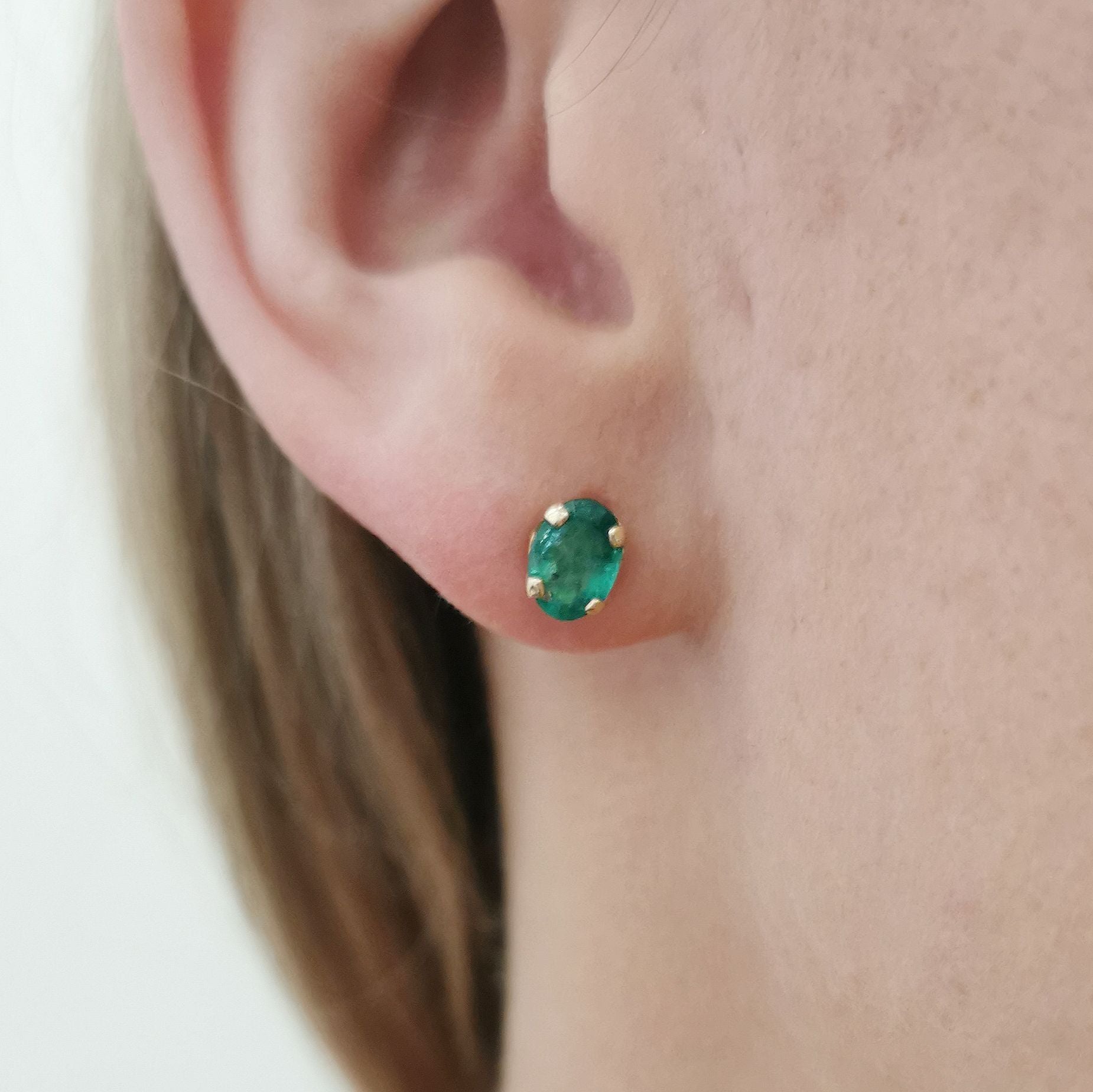 Oval Emerald Stud Earrings | 1.20ctw |