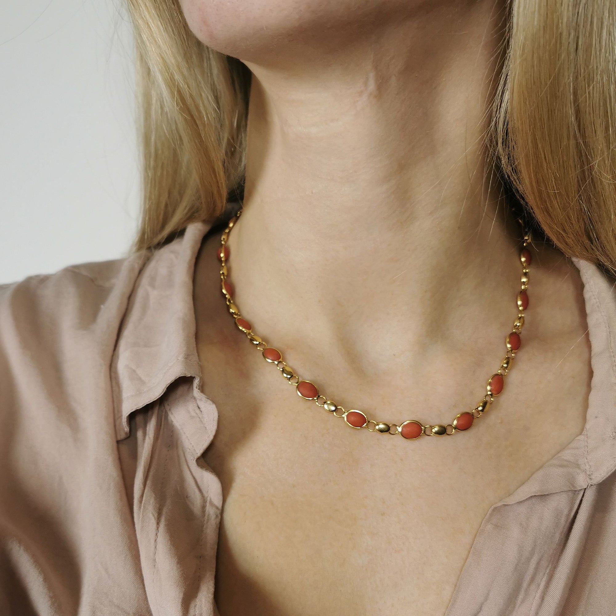 Oval Coral Necklace | 22.00ctw | 17