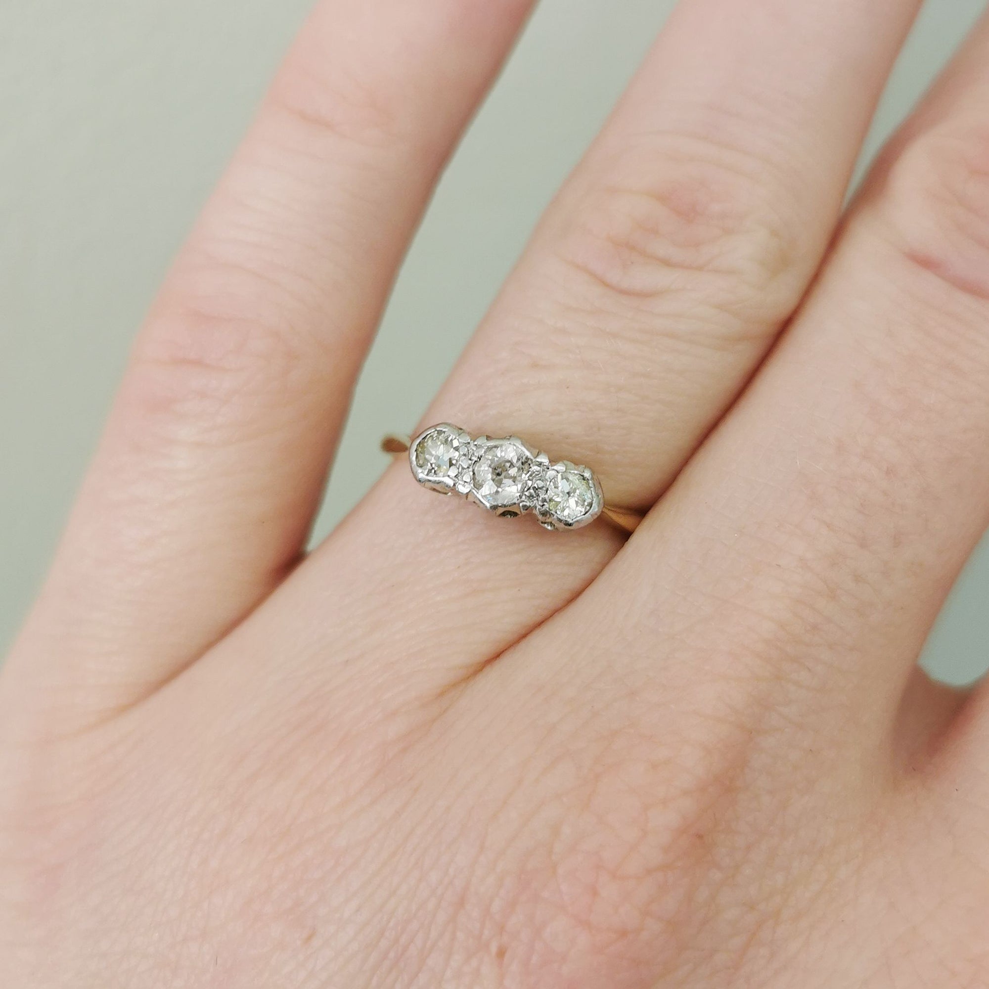 Edwardian Era Three Stone Diamond Engagement Ring | 0.25ctw | SZ 6.5 |