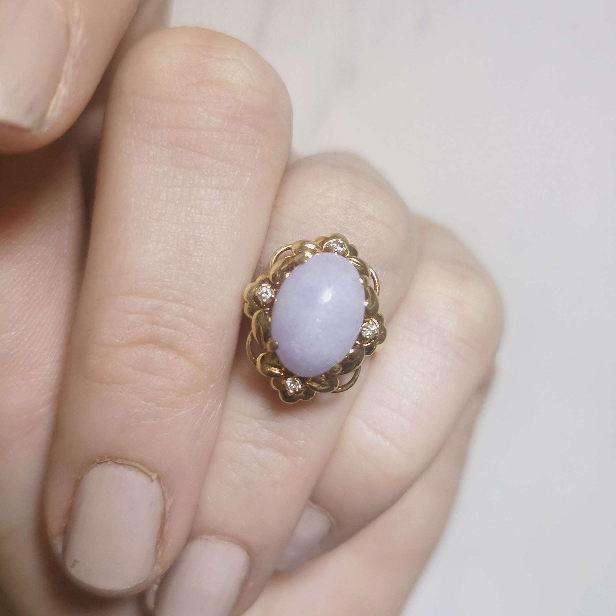 Lavender Jadeite & Diamond Ring | 0.06ctw, 5.15ct | SZ 4.25 |