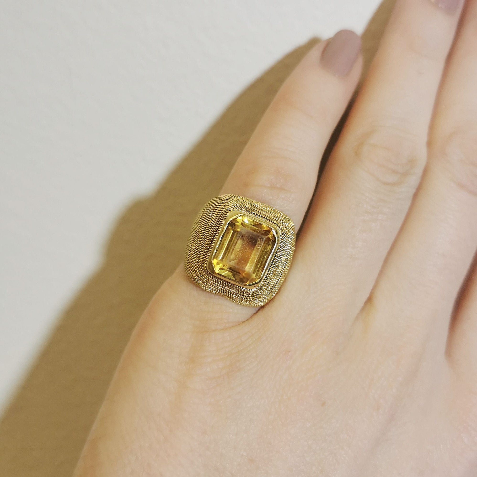 Textured Citrine Cocktail Ring | 4.20ct | SZ 5.5 |
