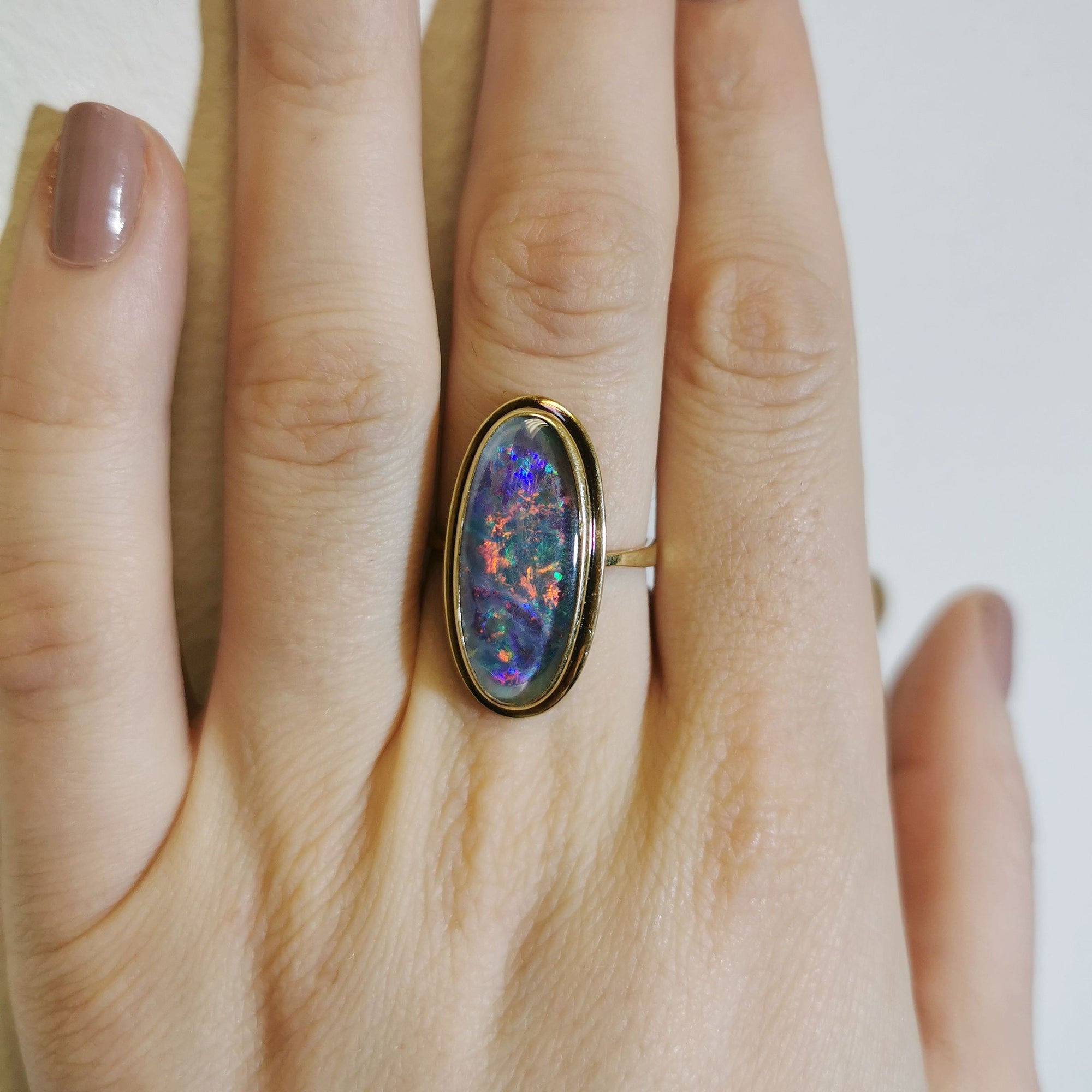 Opal Doublet Cocktail Ring | 4.75ct | SZ 9 |