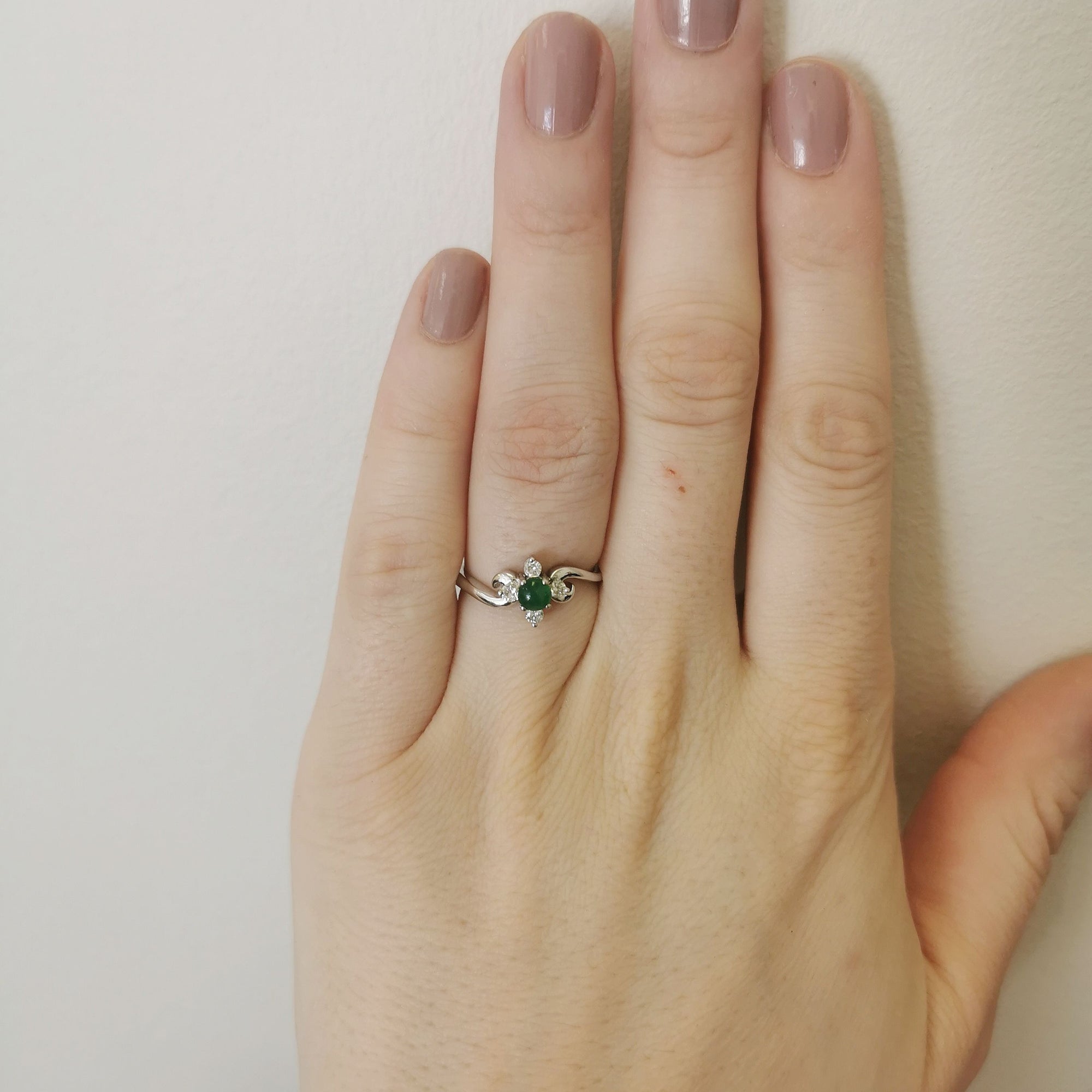 Jade & Diamond Bypass Ring | 0.12ctw, 0.40ct | SZ 6.5 |