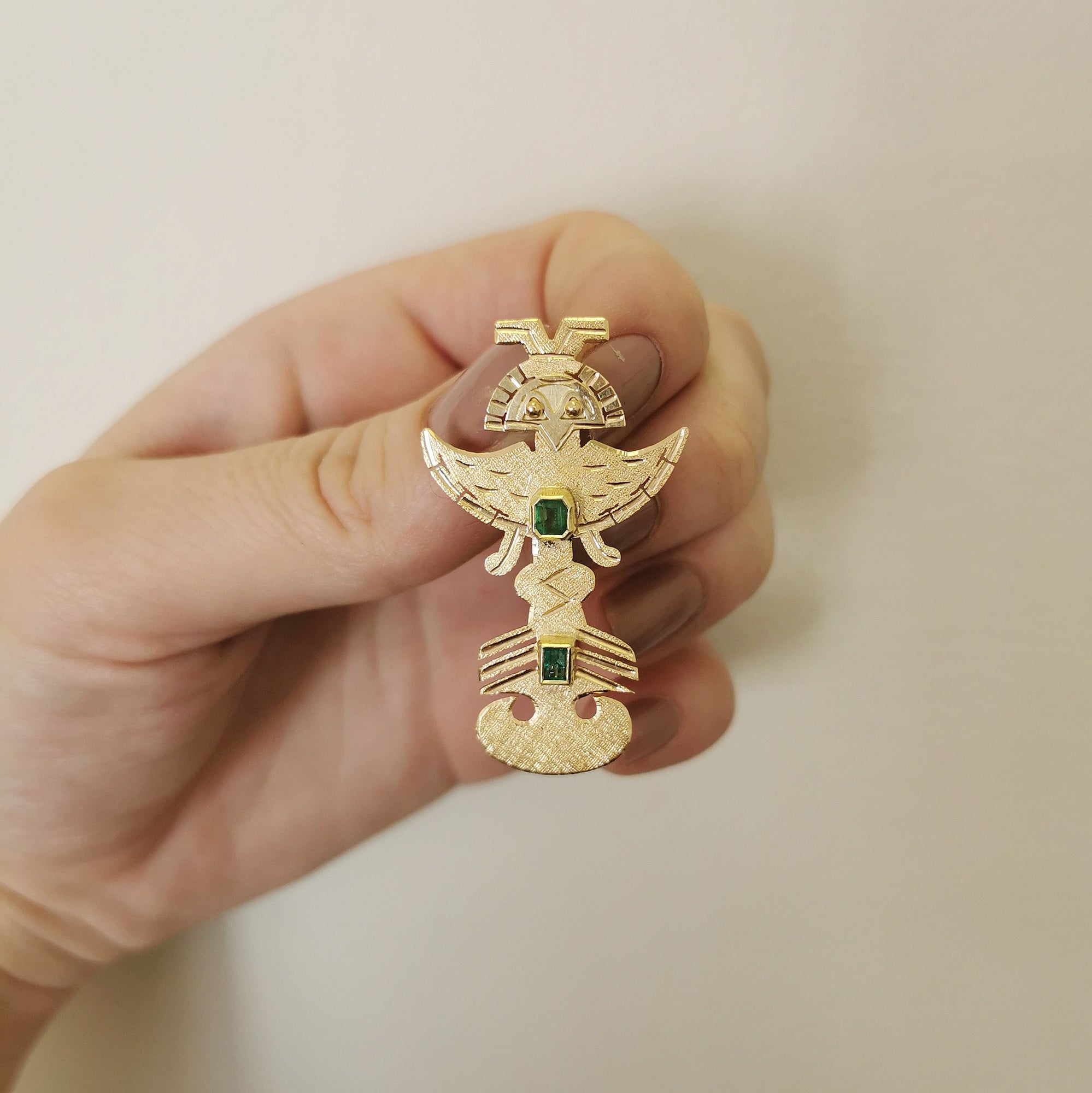 Aztec Emerald Convertible Pendant & Brooch | 0.58ctw |