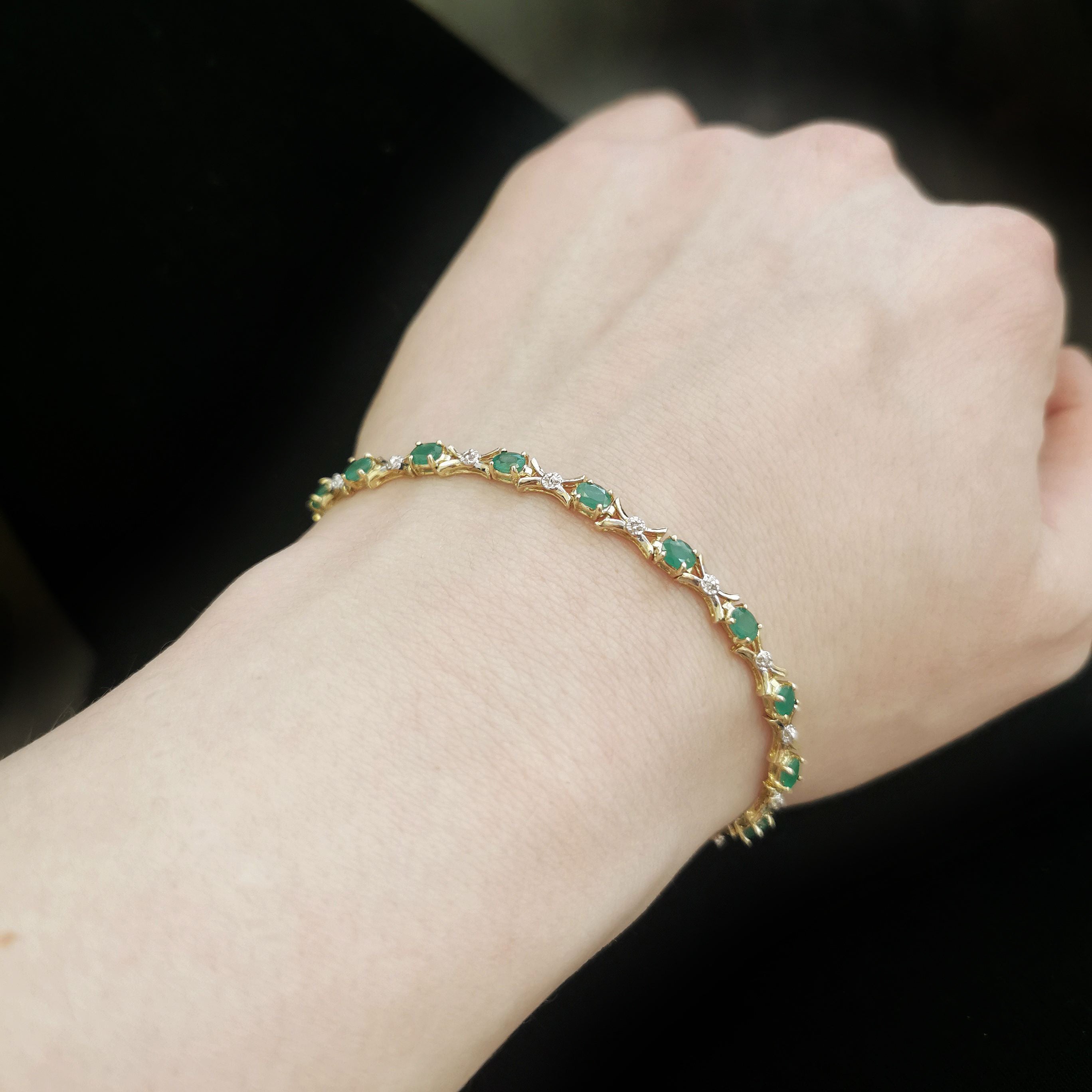 Emerald & Diamond Tennis Bracelet | 0.01ctw, 2.56ctw | 7