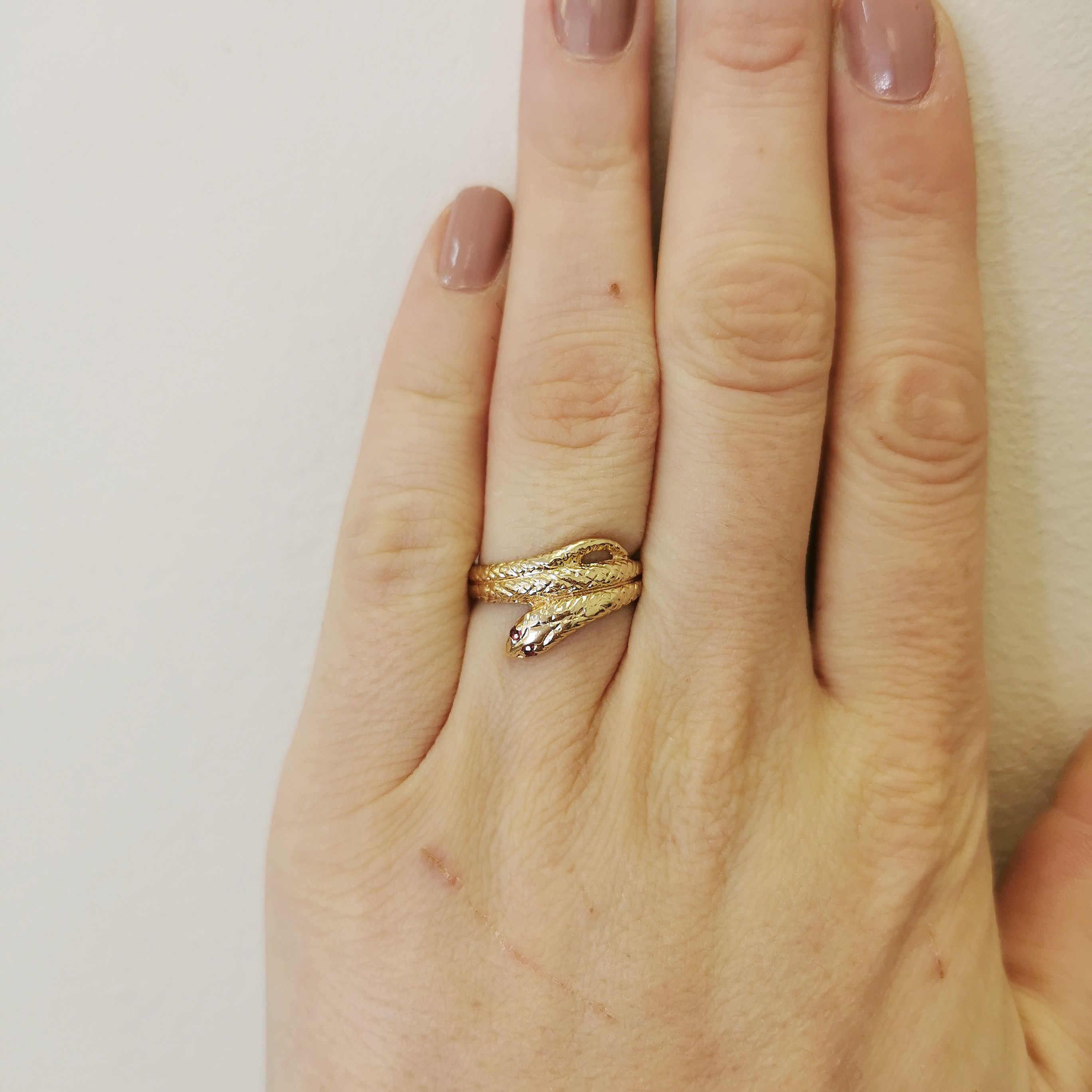 1960s Ruby Eyed Snake Ring | 0.04 ctw | SZ 6.75 |