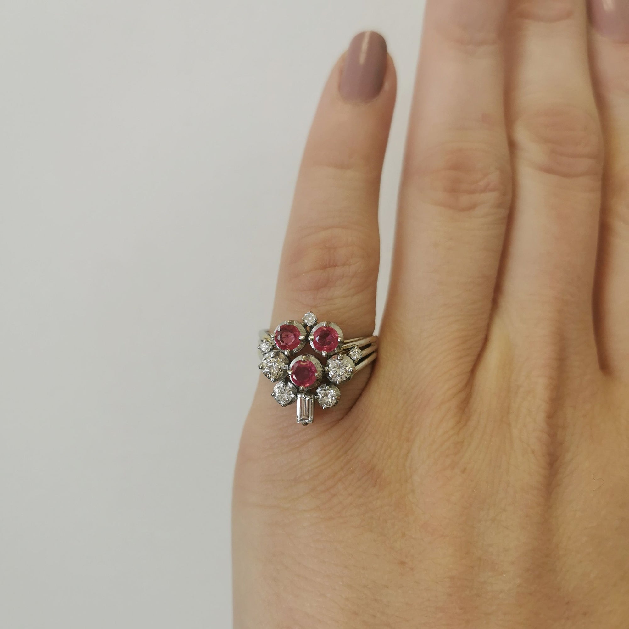Unique Diamond & Ruby Cocktail Ring | 0.59ctw, 0.90ctw | SZ 5.5 |