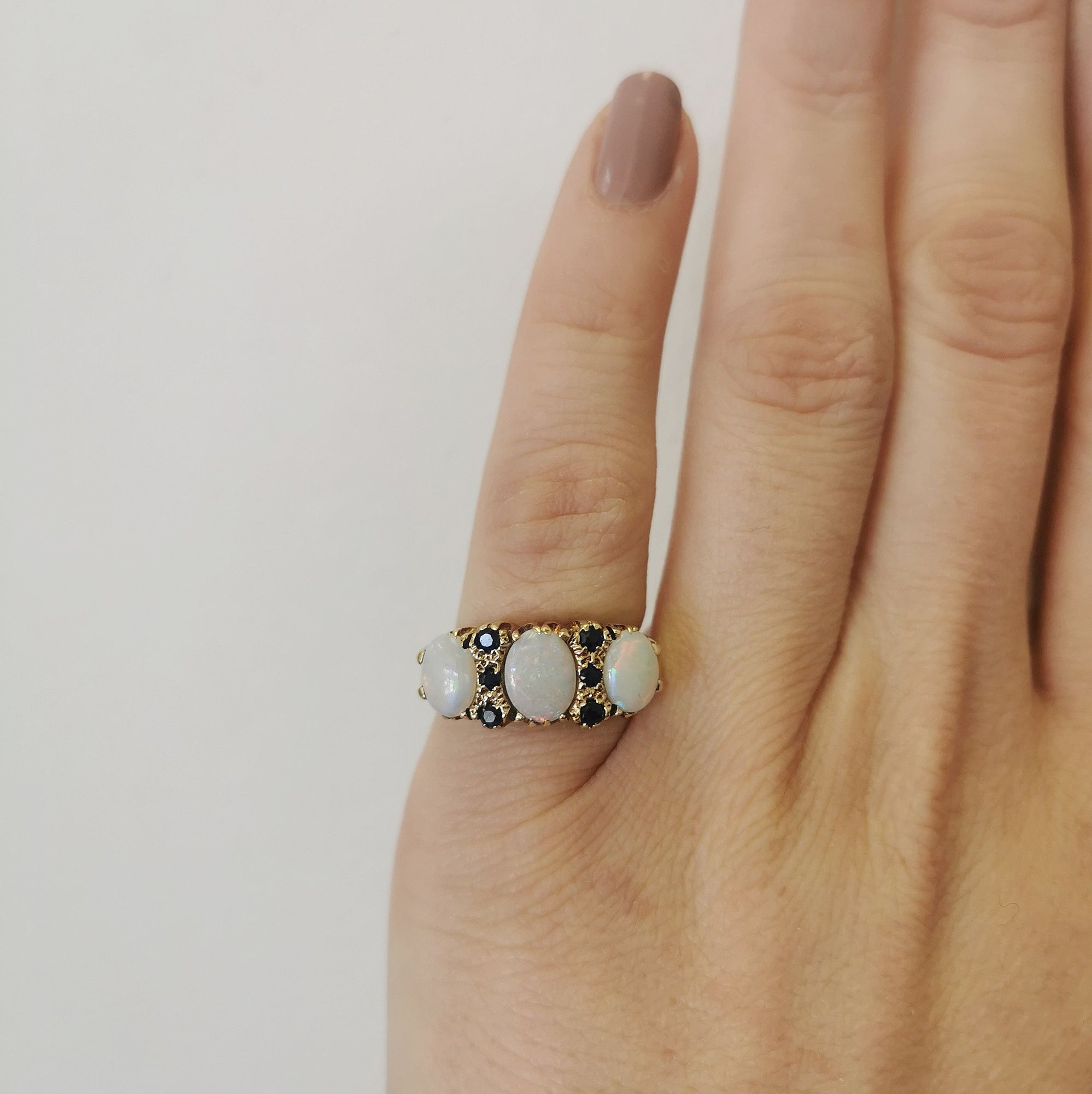 1970s Opal & Sapphire Statement Ring | 0.33ctw, 1.15ctw | SZ 4.5 |
