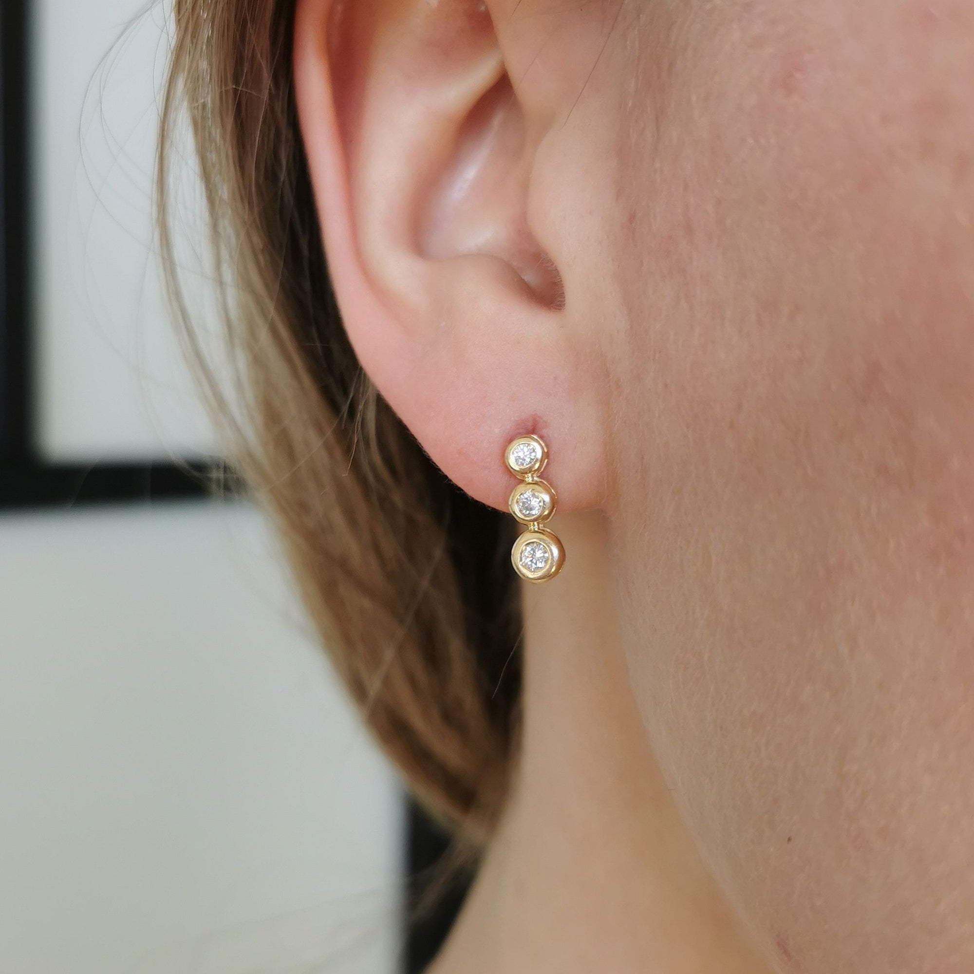 Bezel Set Diamond Journey Stud Earrings | 0.20ctw |