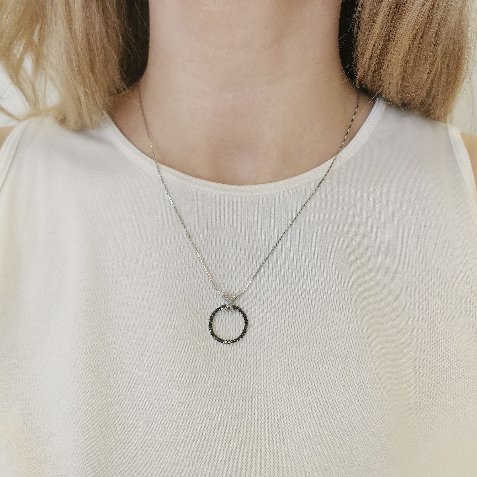 Black & White Diamond XO Necklace | 0.35ctw | 18