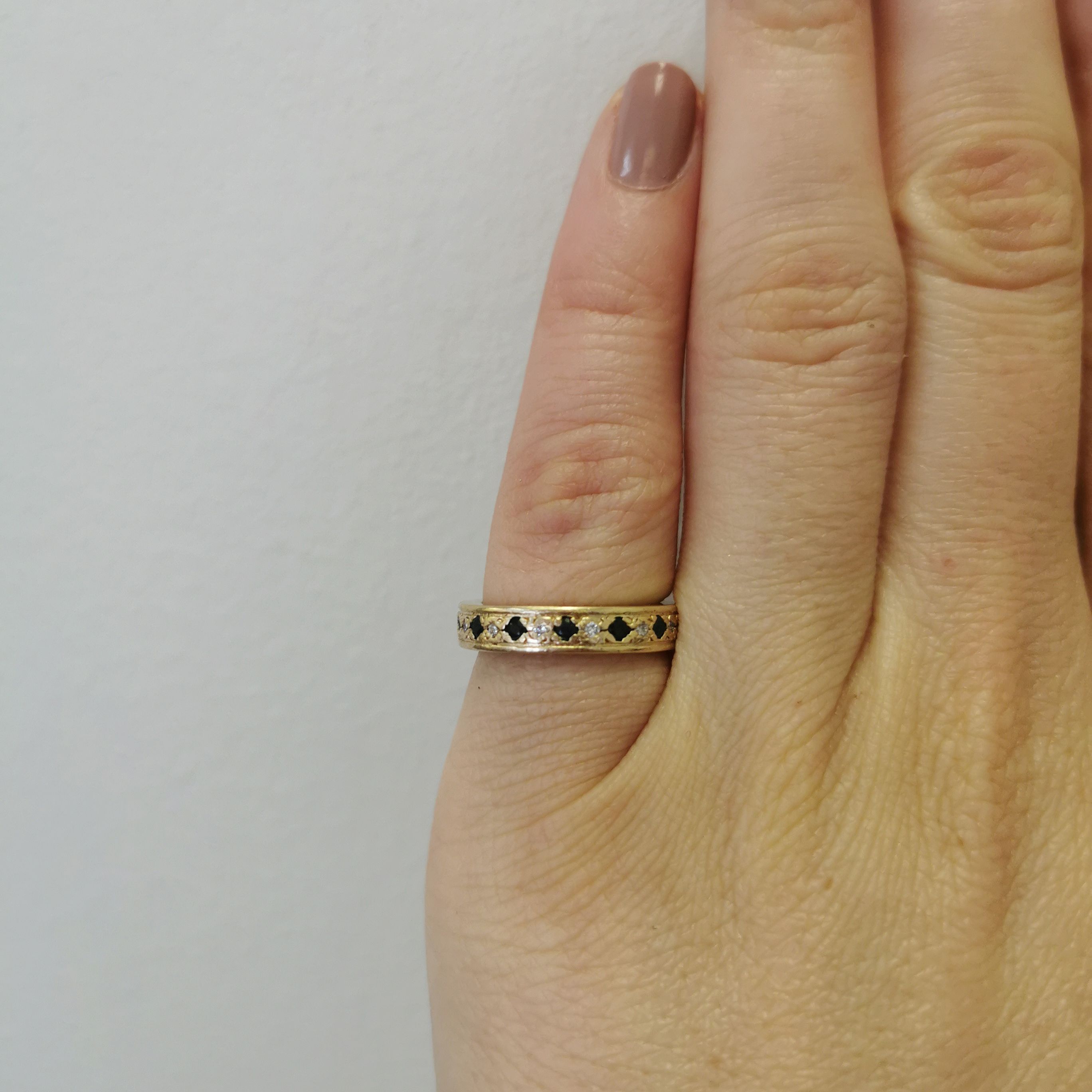 Alternating Blue Sapphire & Diamond Eternity Band | 0.46ctw, 0.07ctw | SZ 4.5 |