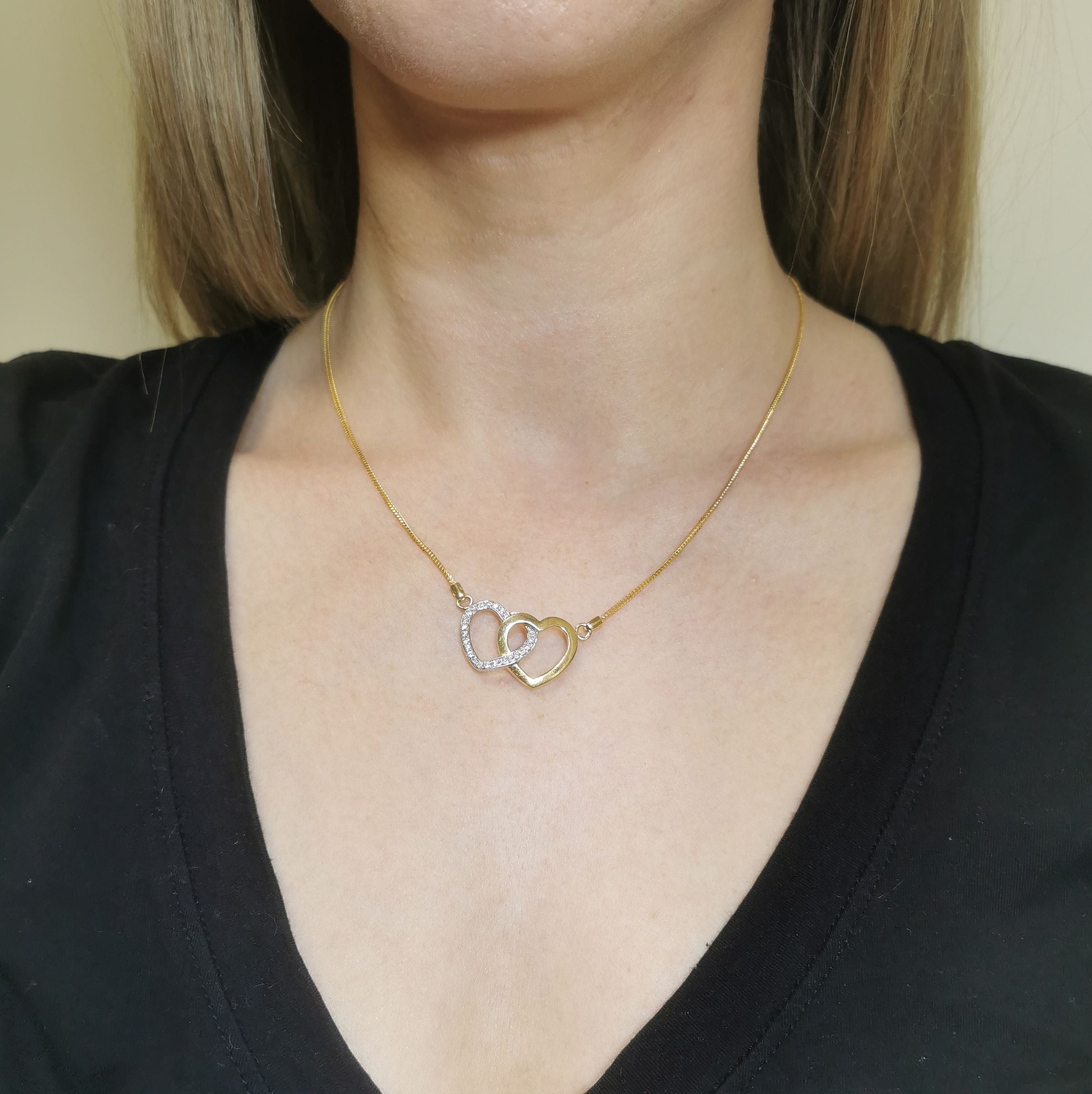 Diamond Double Heart Necklace | 0.24ctw | 17" |