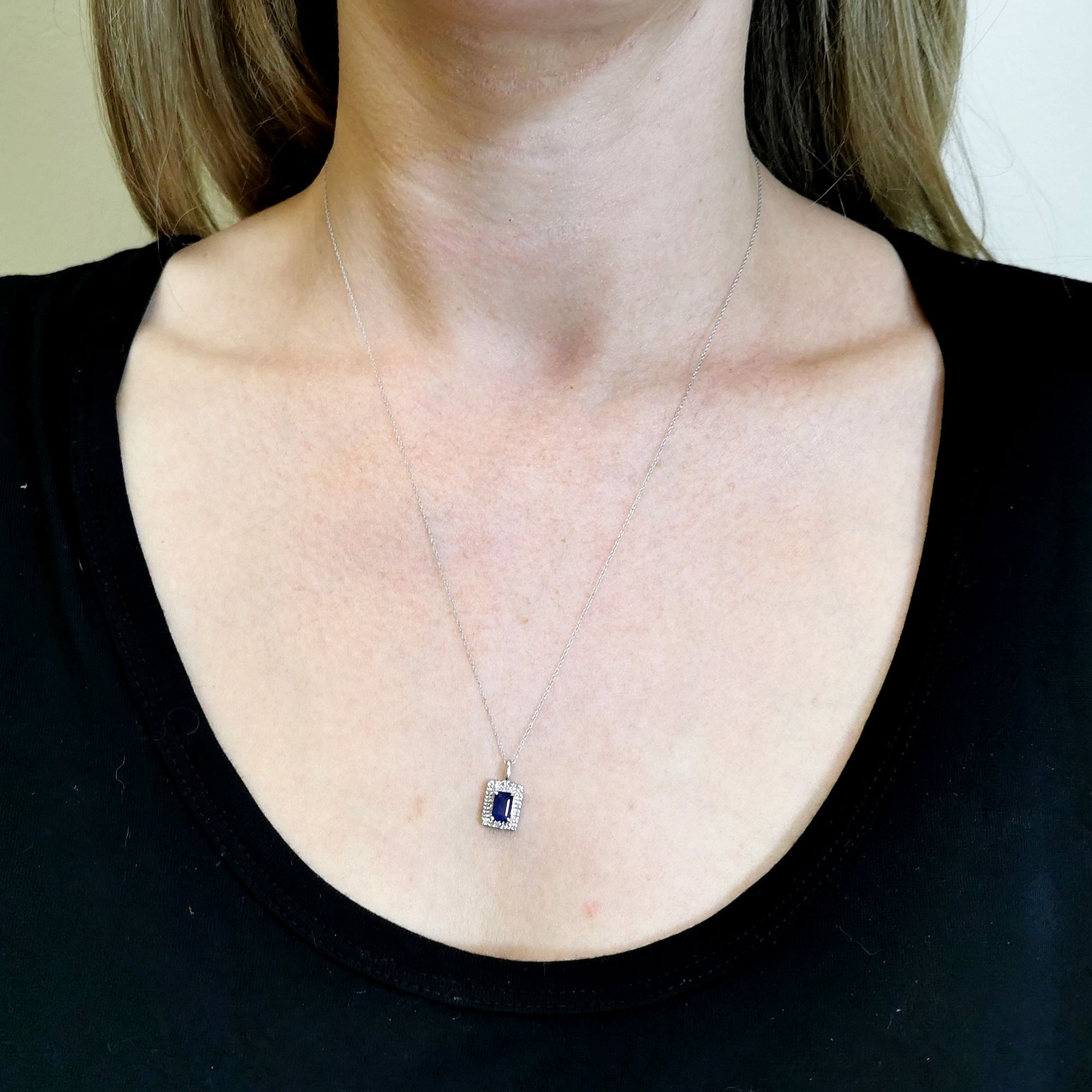 Blue Sapphire & Diamond Necklace | 0.85ct, 0.04ctw | 19