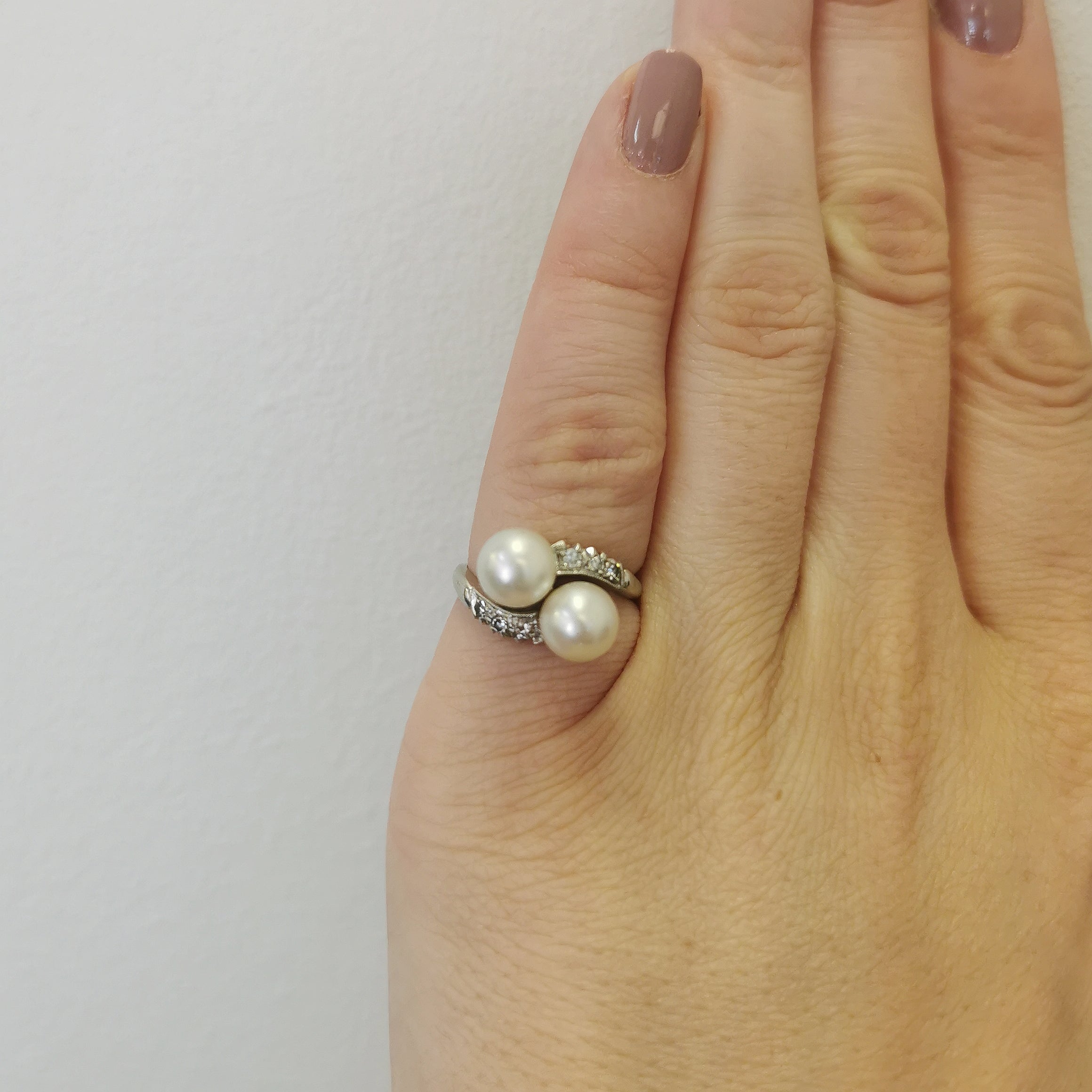 Pearl & Diamond Bypass Ring | 4.84ctw, 0.12ctw | SZ 4.5 |