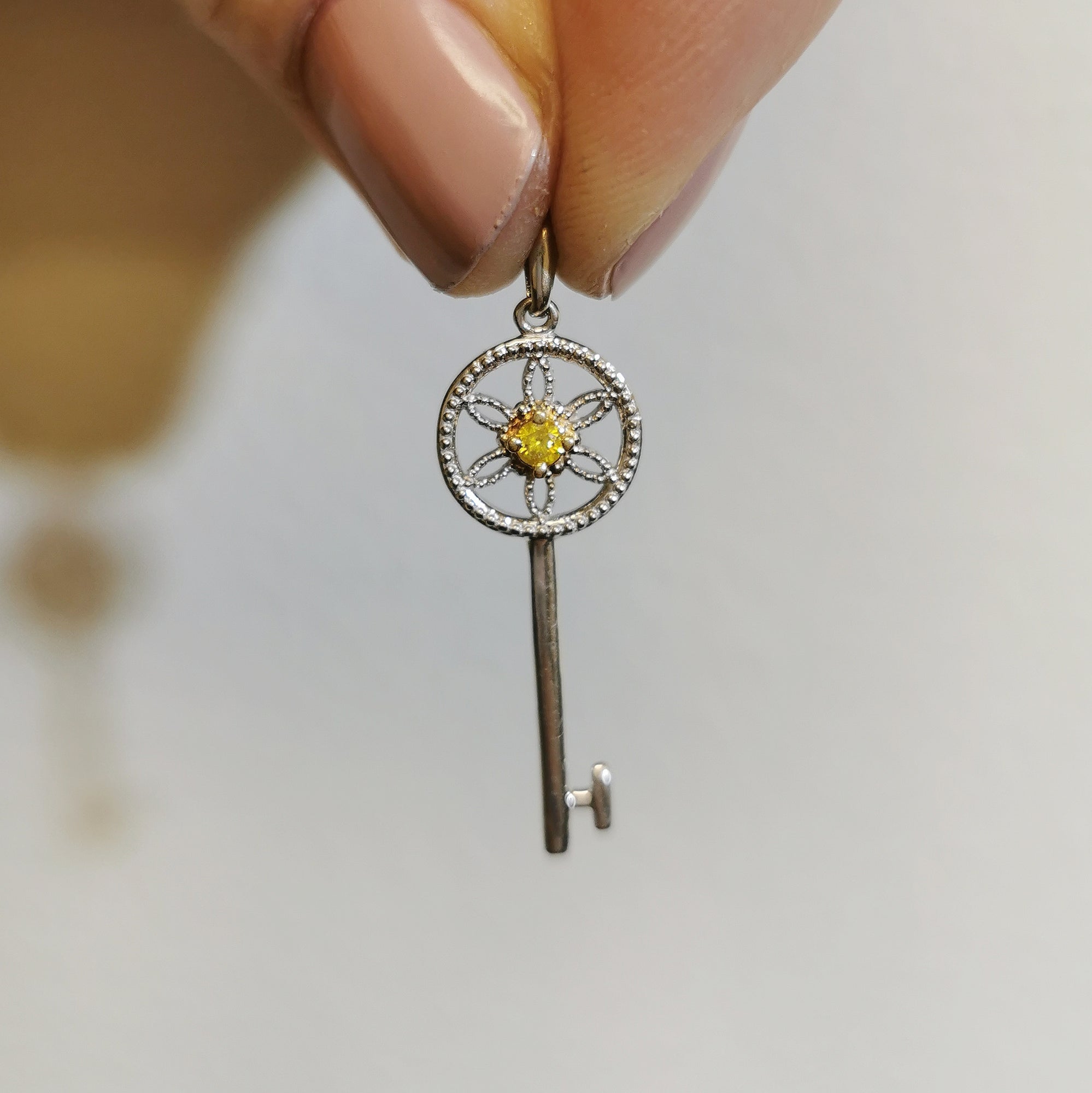 Fancy Yellow Diamond Key Pendant | 0.06ct |