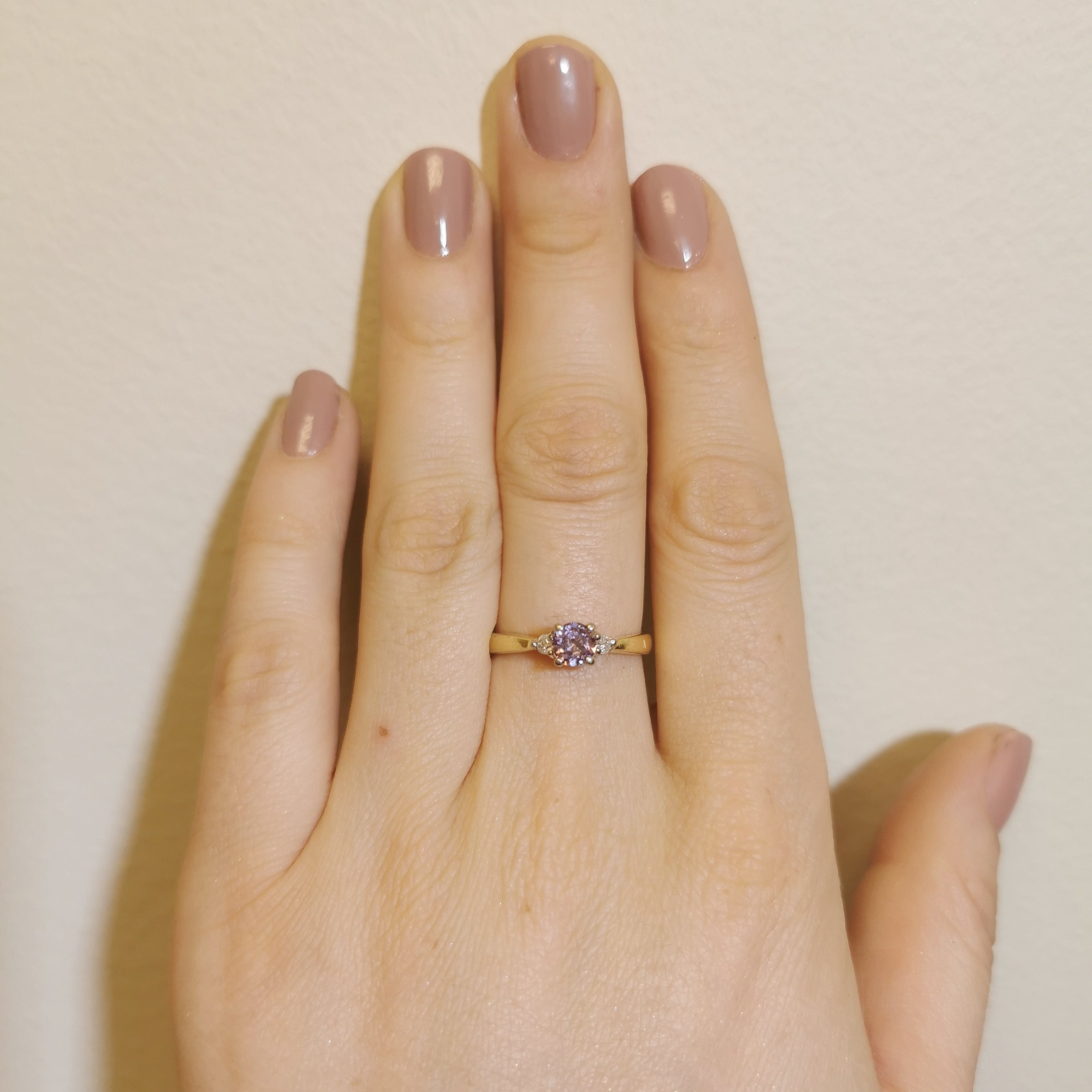 Colour Change Sapphire & Diamond Three Stone Ring | 0.52ct, 0.04ctw | SZ 8.5 |