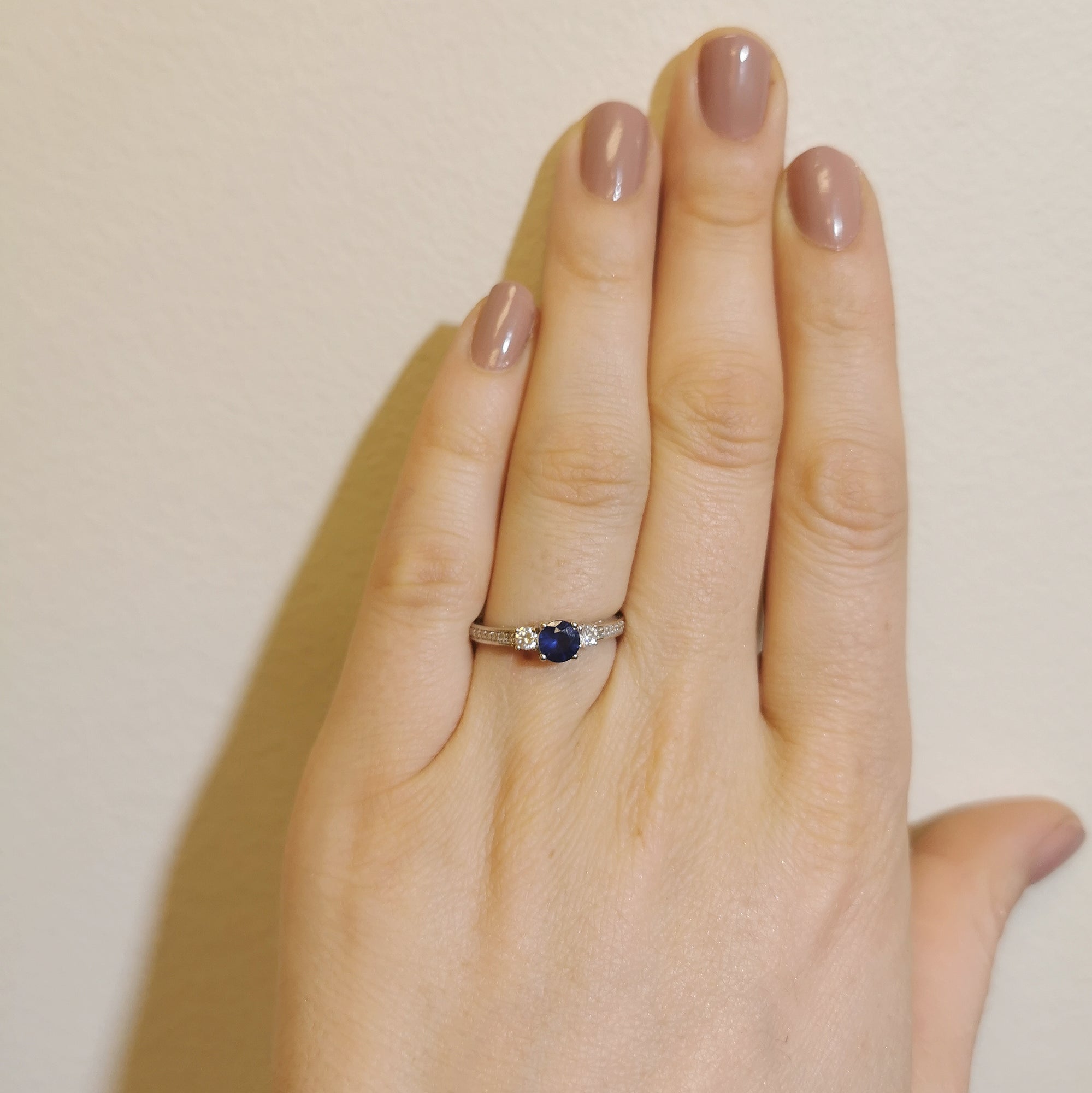 Three Stone Blue Sapphire & Diamond Ring | 0.55ct, 0.20ctw | SZ 6.75 |