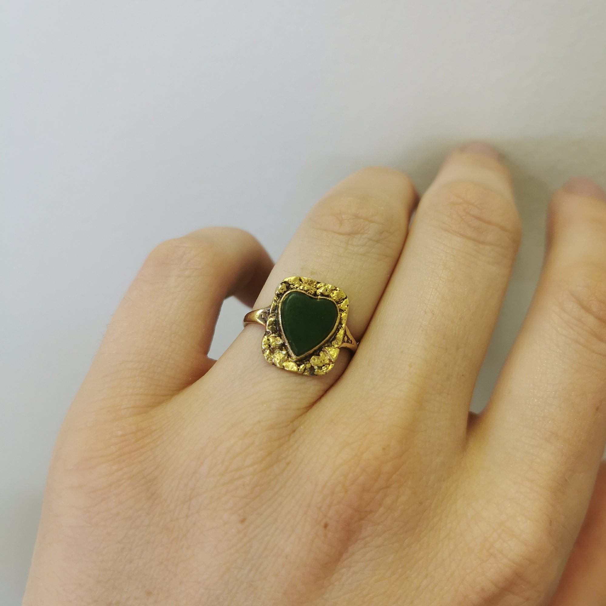 Nephrite Heart & Gold Nugget Ring | 1.25ct |