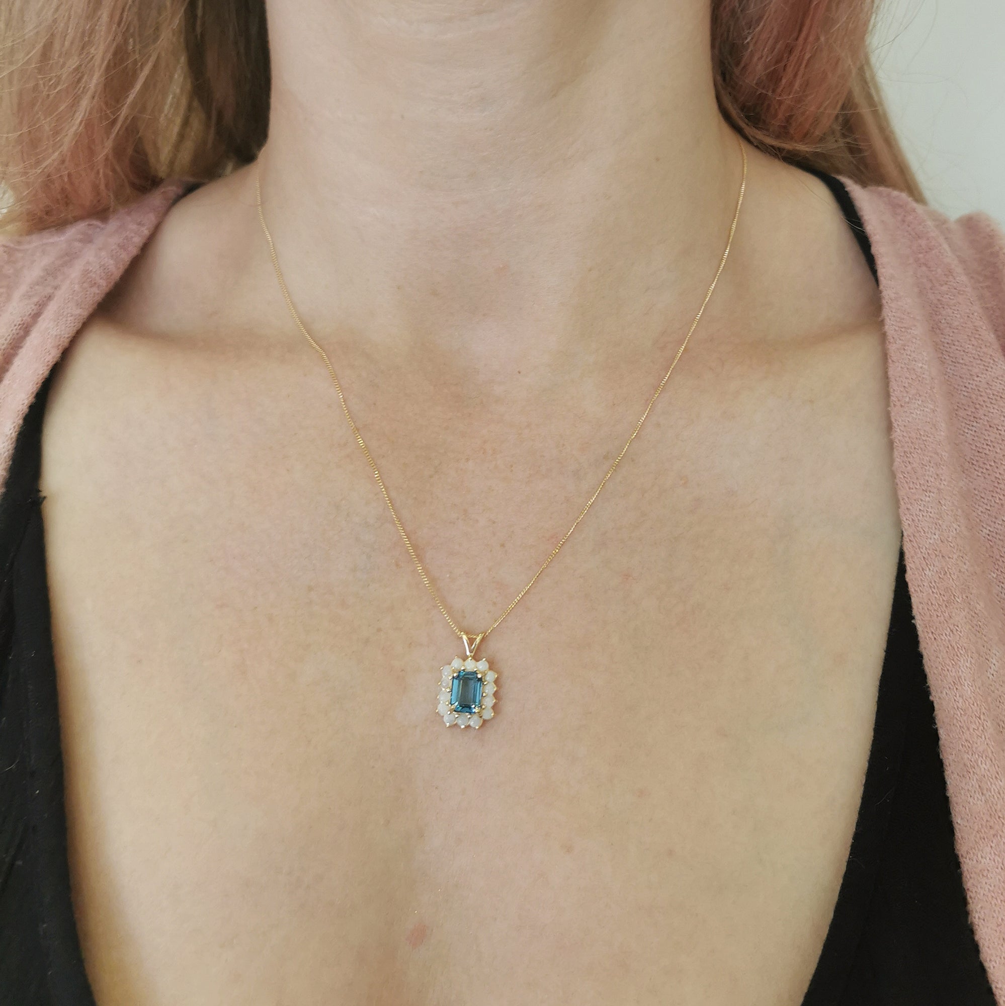 Blue Topaz & Opal Necklace | 2.00ct, 0.50ctw | 17