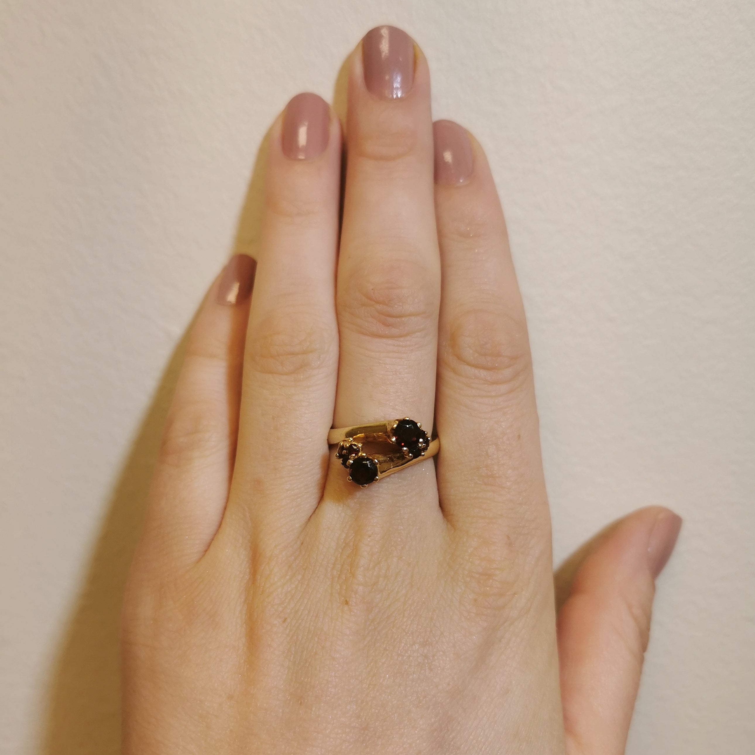 Garnet Cluster Bypass Ring | 1.35ctw | SZ 8.5 |
