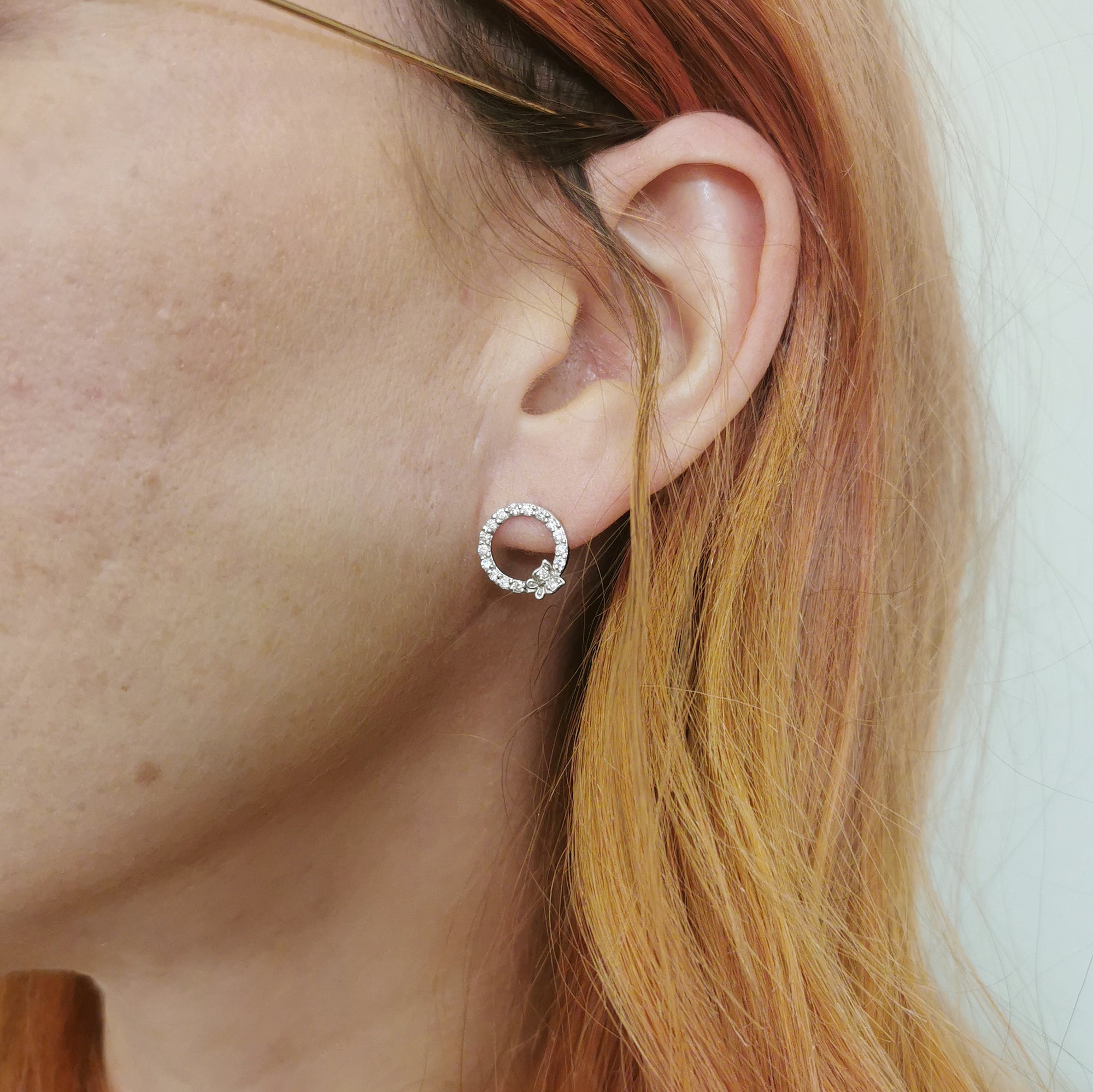 Open Circle Diamond Butterfly Stud Earrings | 0.32ctw |