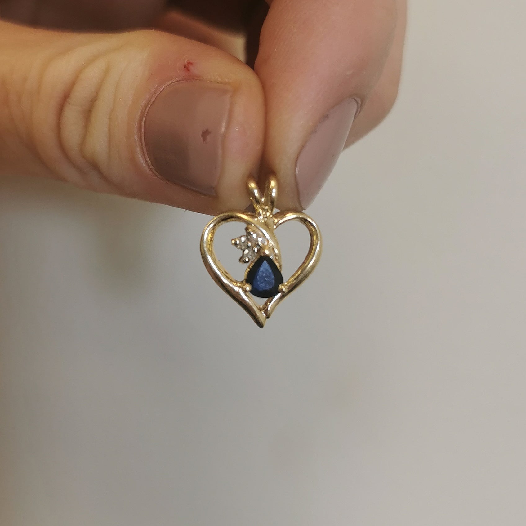 Blue Sapphire & Diamond Heart Pendant | 0.35ct, 0.03ctw |