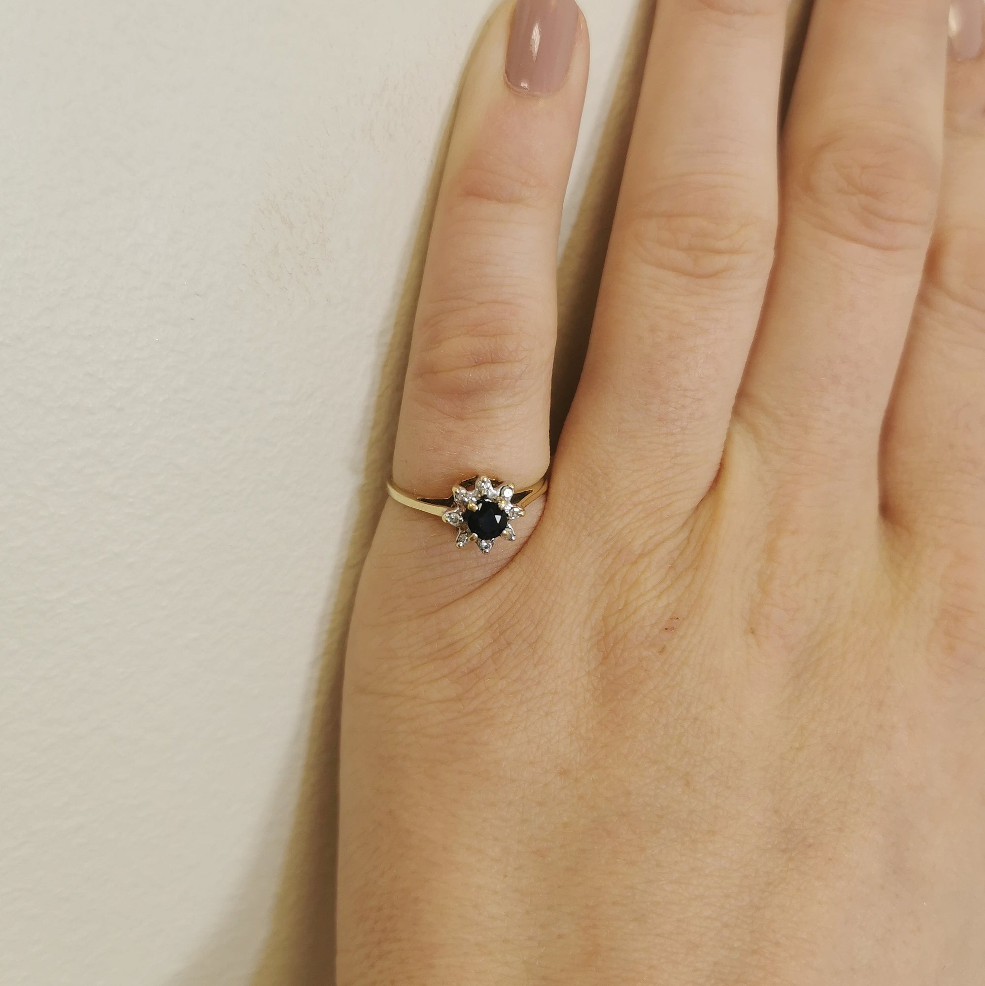 Blue Sapphire & Diamond Ring | 0.35ct, 0.05ctw | SZ 6 |