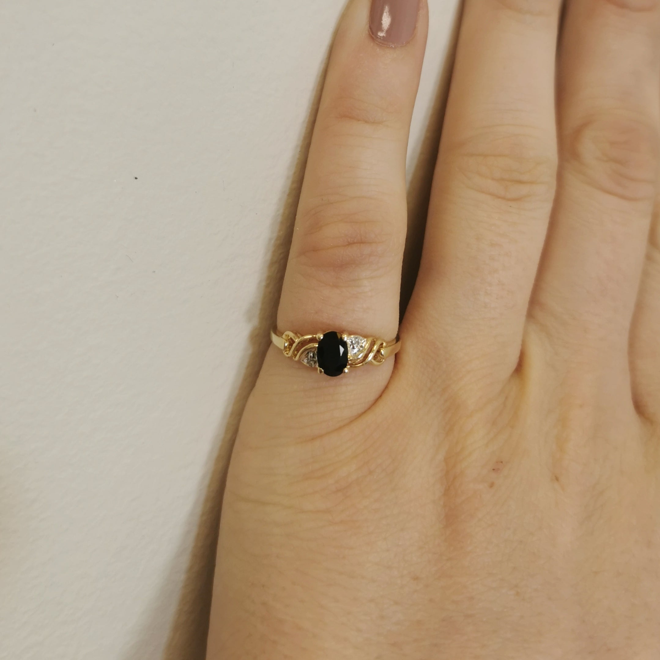 Oval Blue Sapphire & Diamond Ring | 0.50ct, 0.01ctw | SZ 6 |