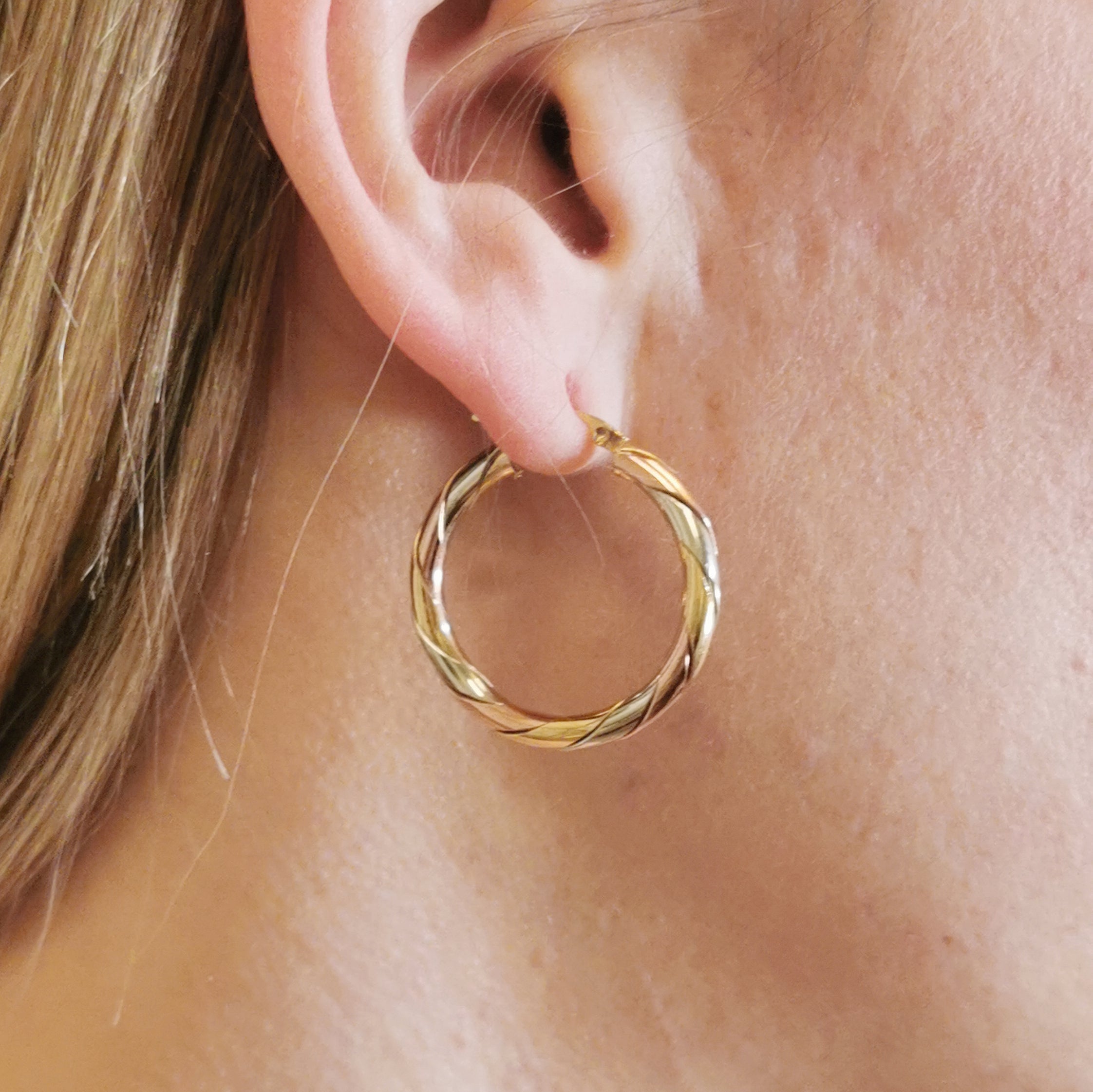 Tri Tone Gold Hoop Earrings |