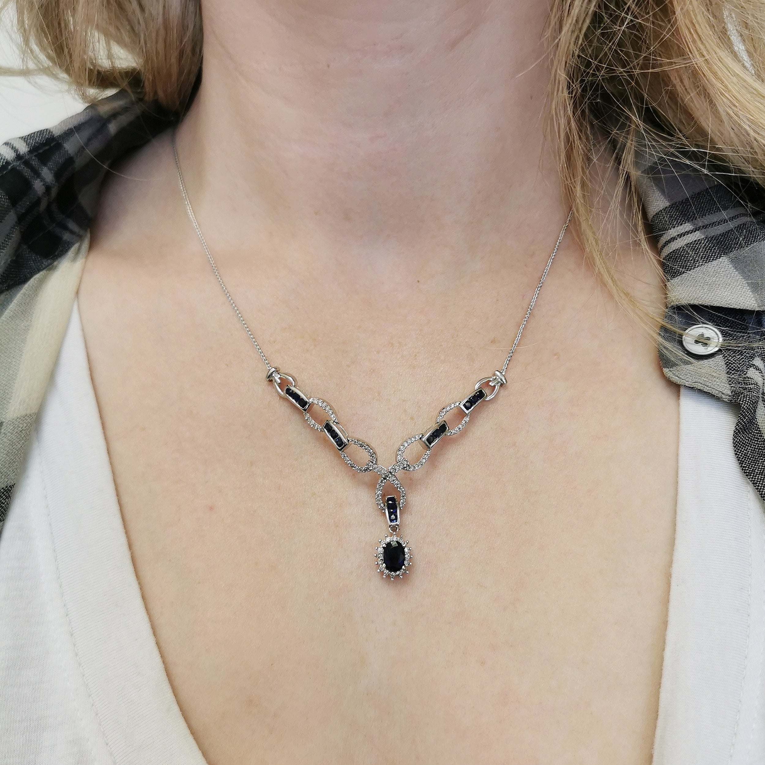 Blue Sapphire & Diamond Necklace | 18" |