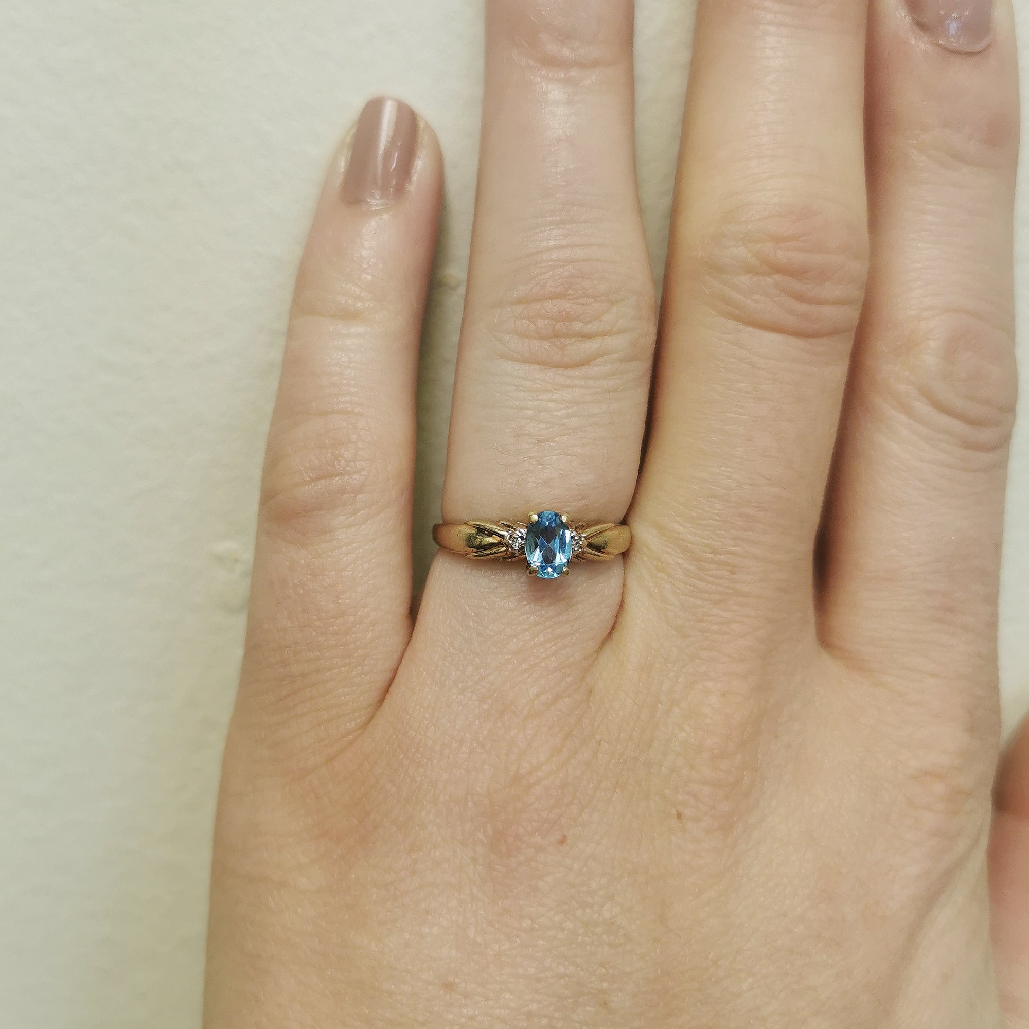 Blue Topaz & Diamond Ring | 0.50ct, 0.01ctw | SZ 6.5 |