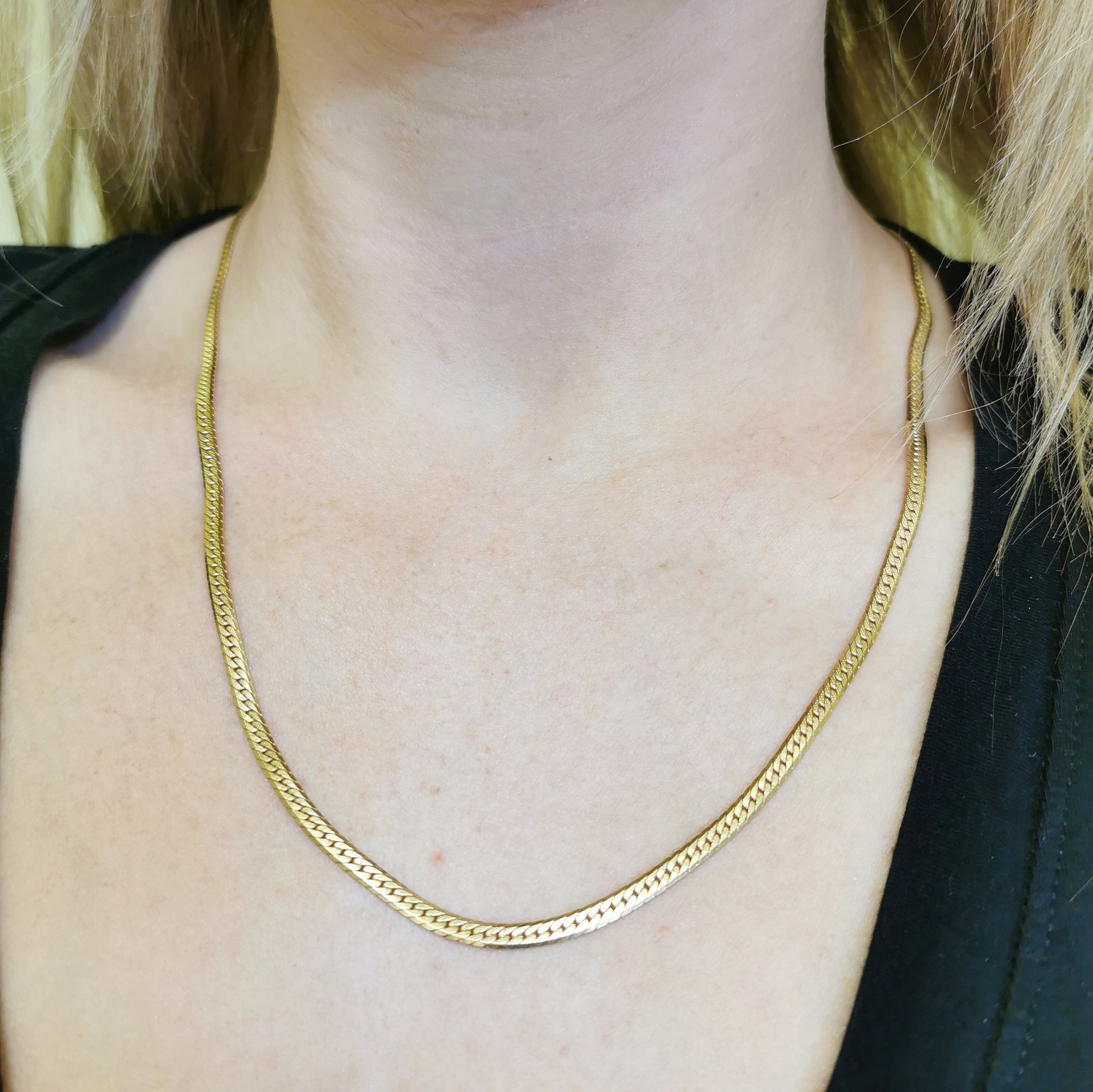 10k Yellow Gold Patterned Herringbone Chain | 20" |