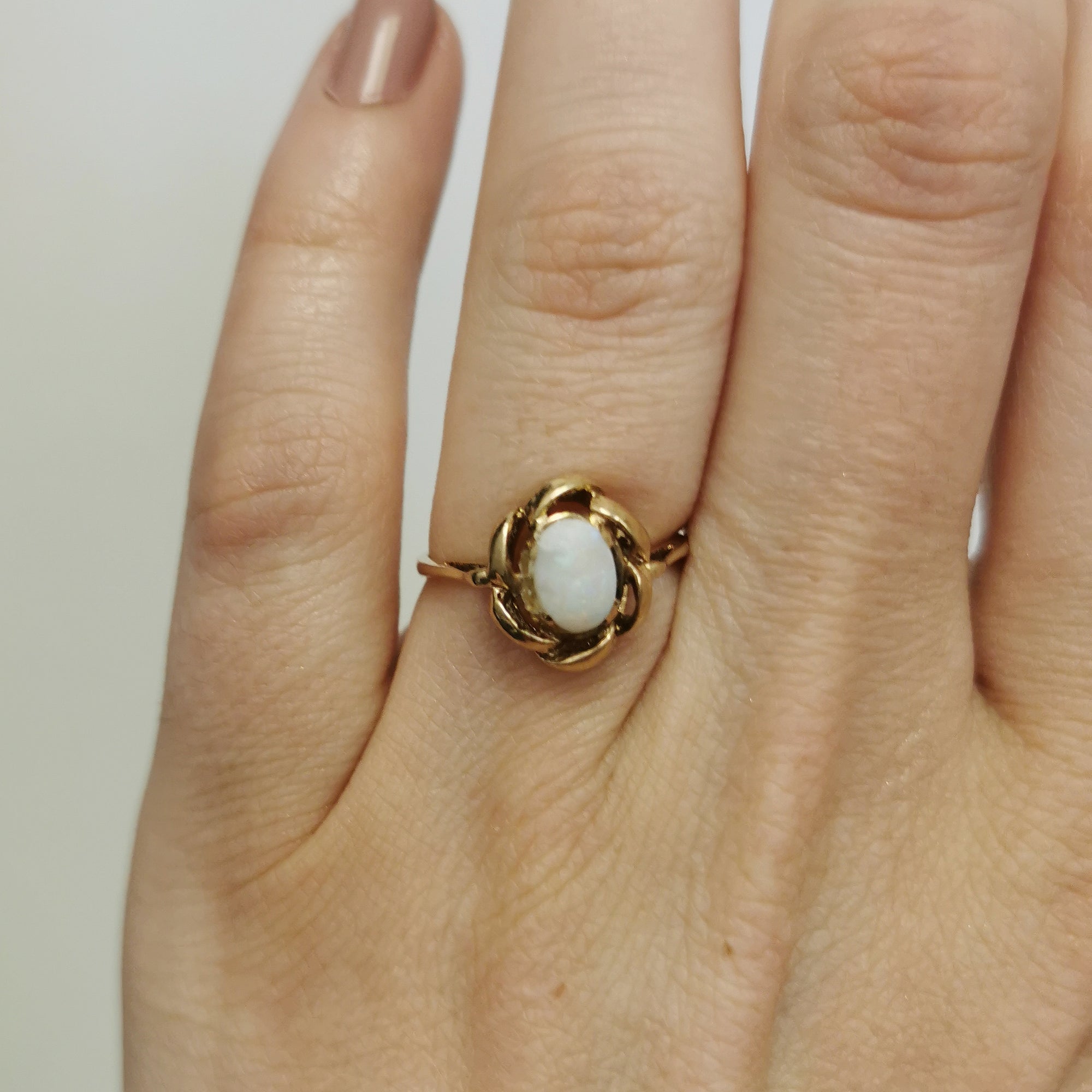 Gold Halo Opal Solitaire Ring | 0.60ct | SZ 6.5 |