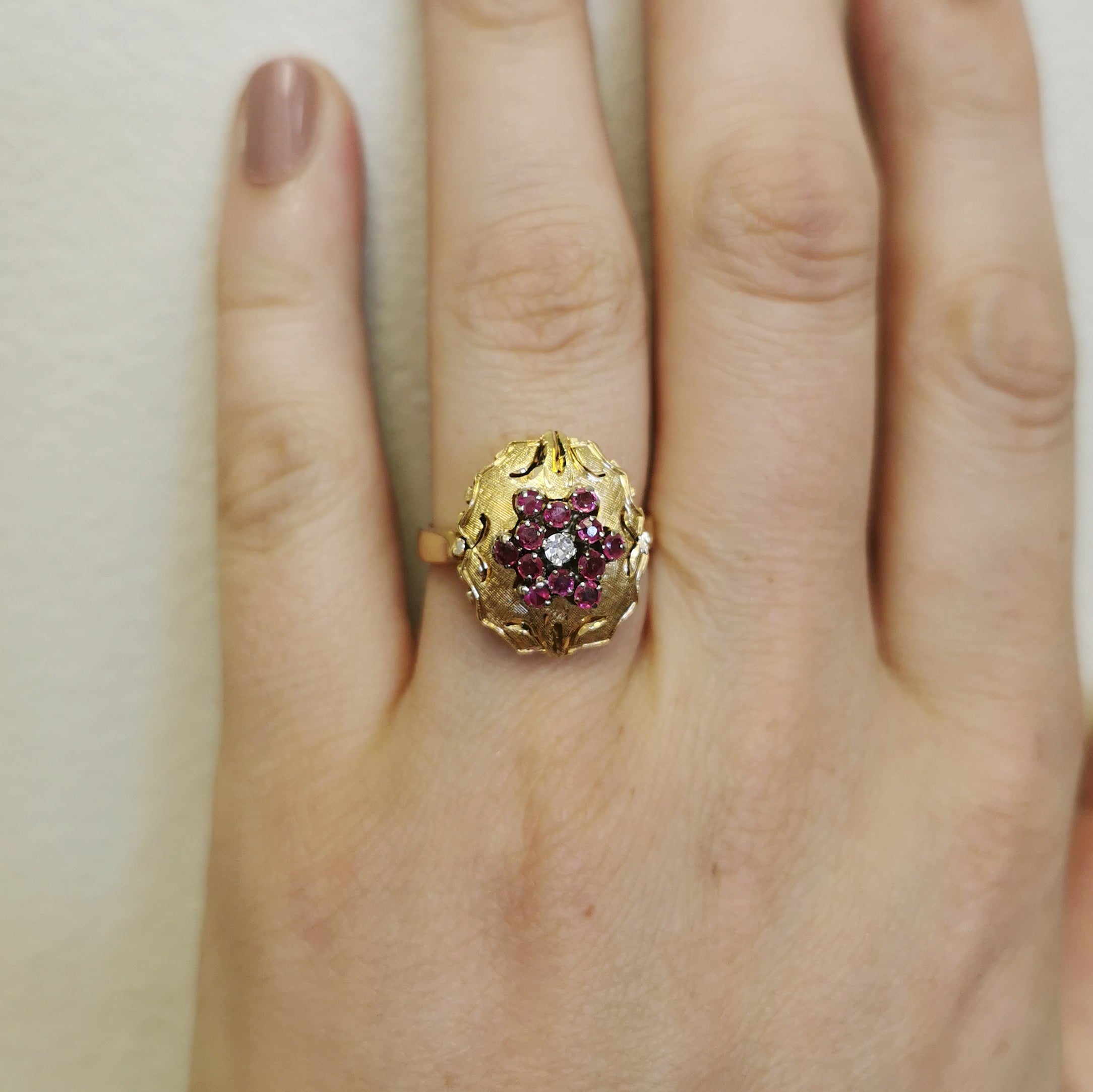 Ruby & Diamond Cocktail Ring | 0.42ctw, 0.03ct | SZ 6.75 |