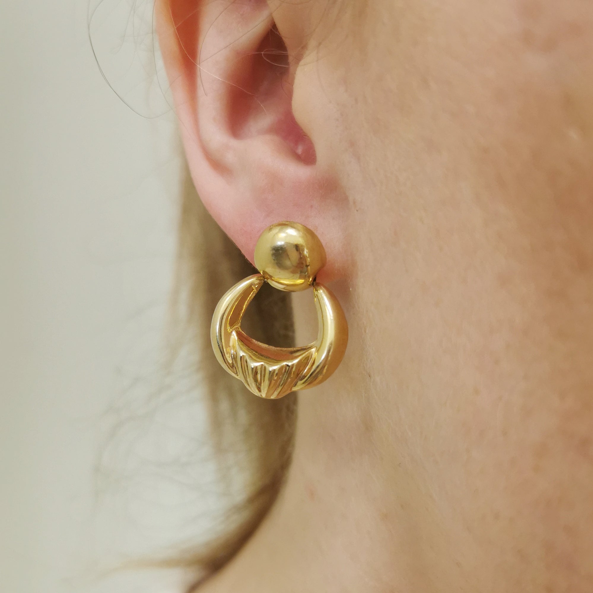 Yellow Gold Stud Drop Earrings |