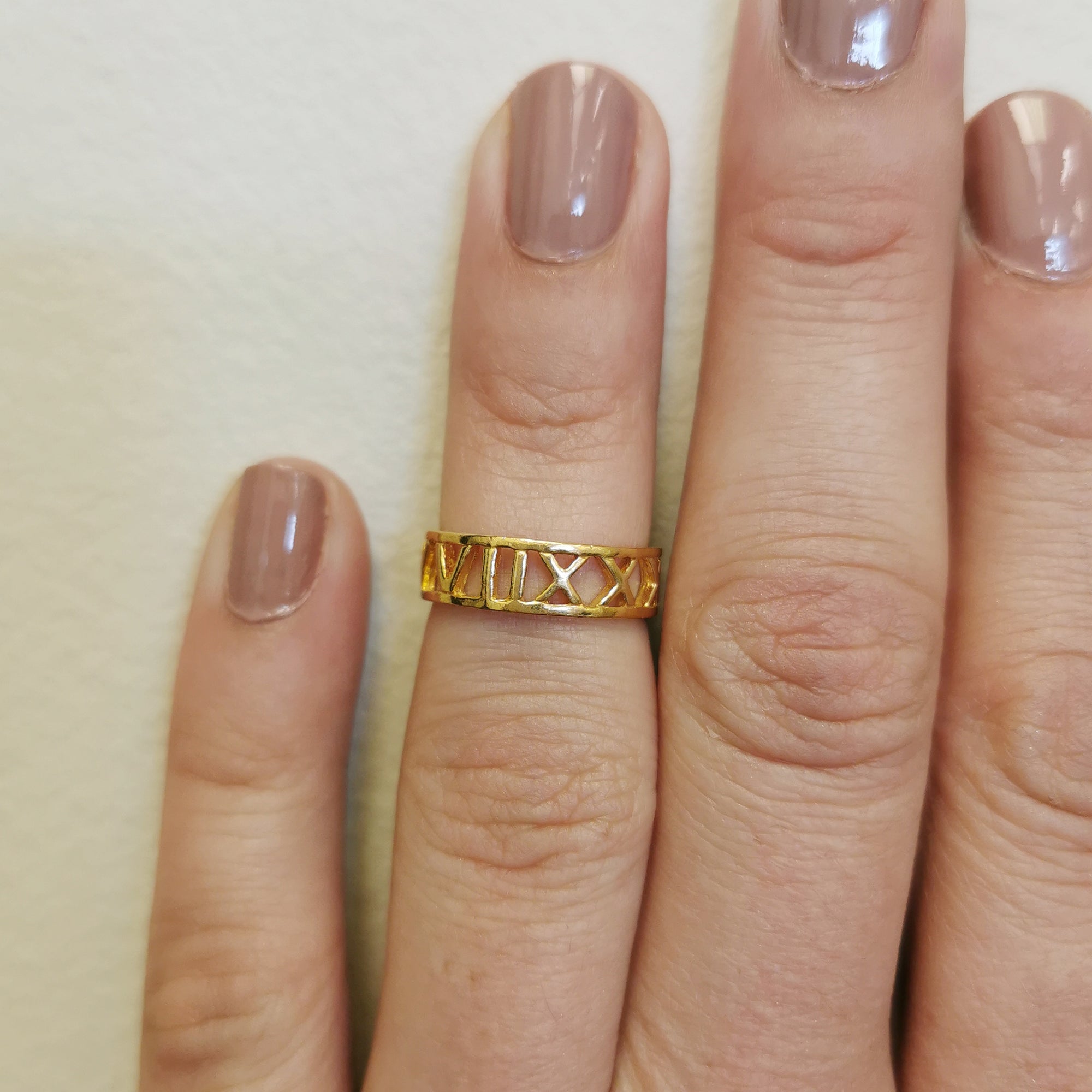 22k Yellow Gold Roman Numeral Ring | SZ 4 |