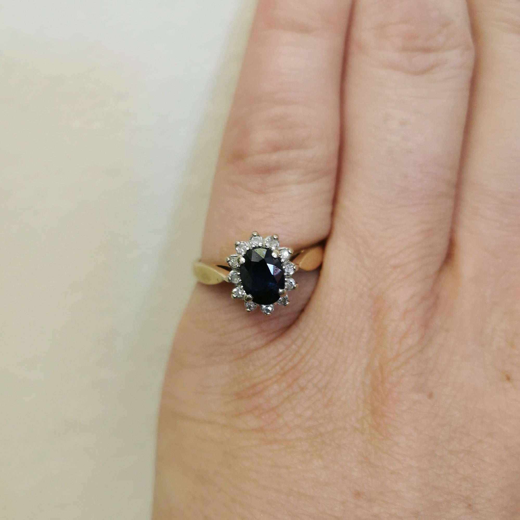 Blue Sapphire & Diamond Halo Ring | 0.84ct, 0.07ctw | SZ 6 |