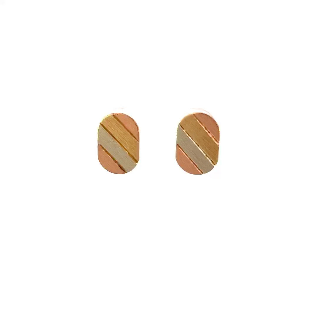 Tri Tone Elongated Disc Studs |