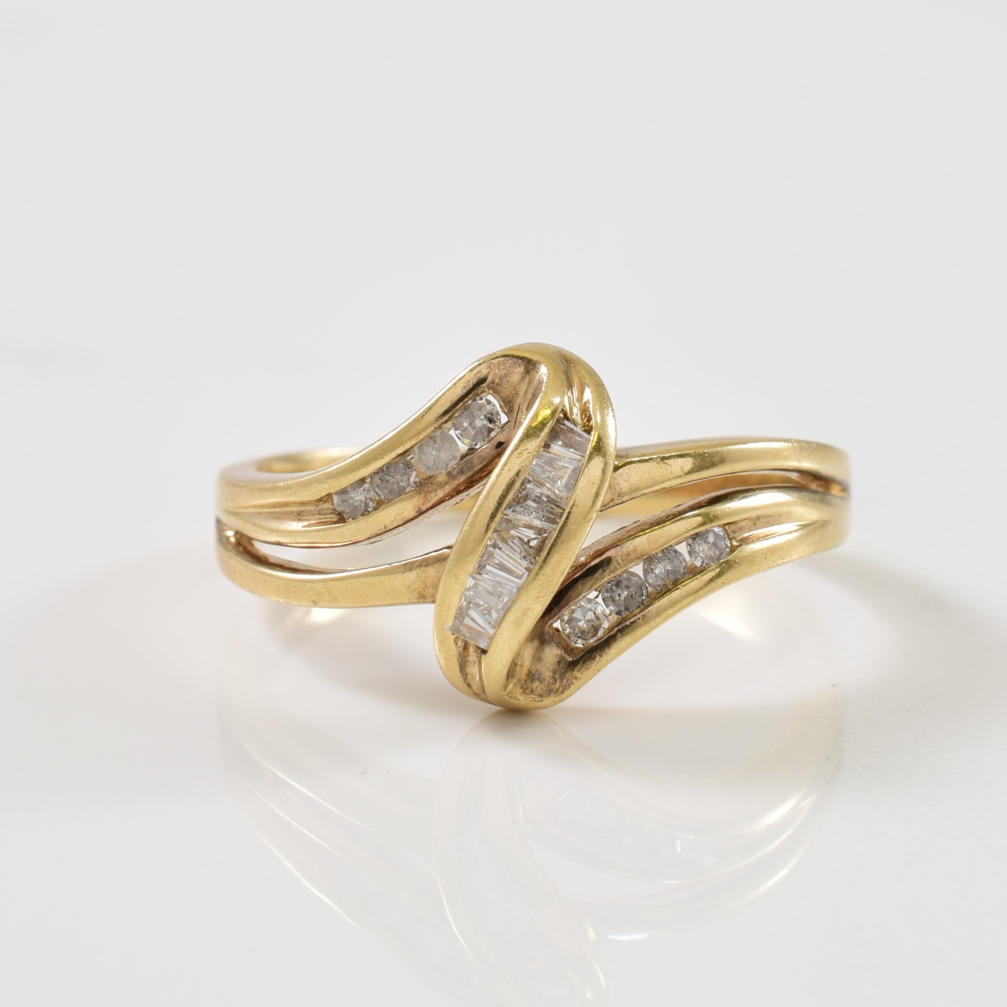 Channel Set Diamond Bypass Ring | 0.12ctw | SZ 7.5 |