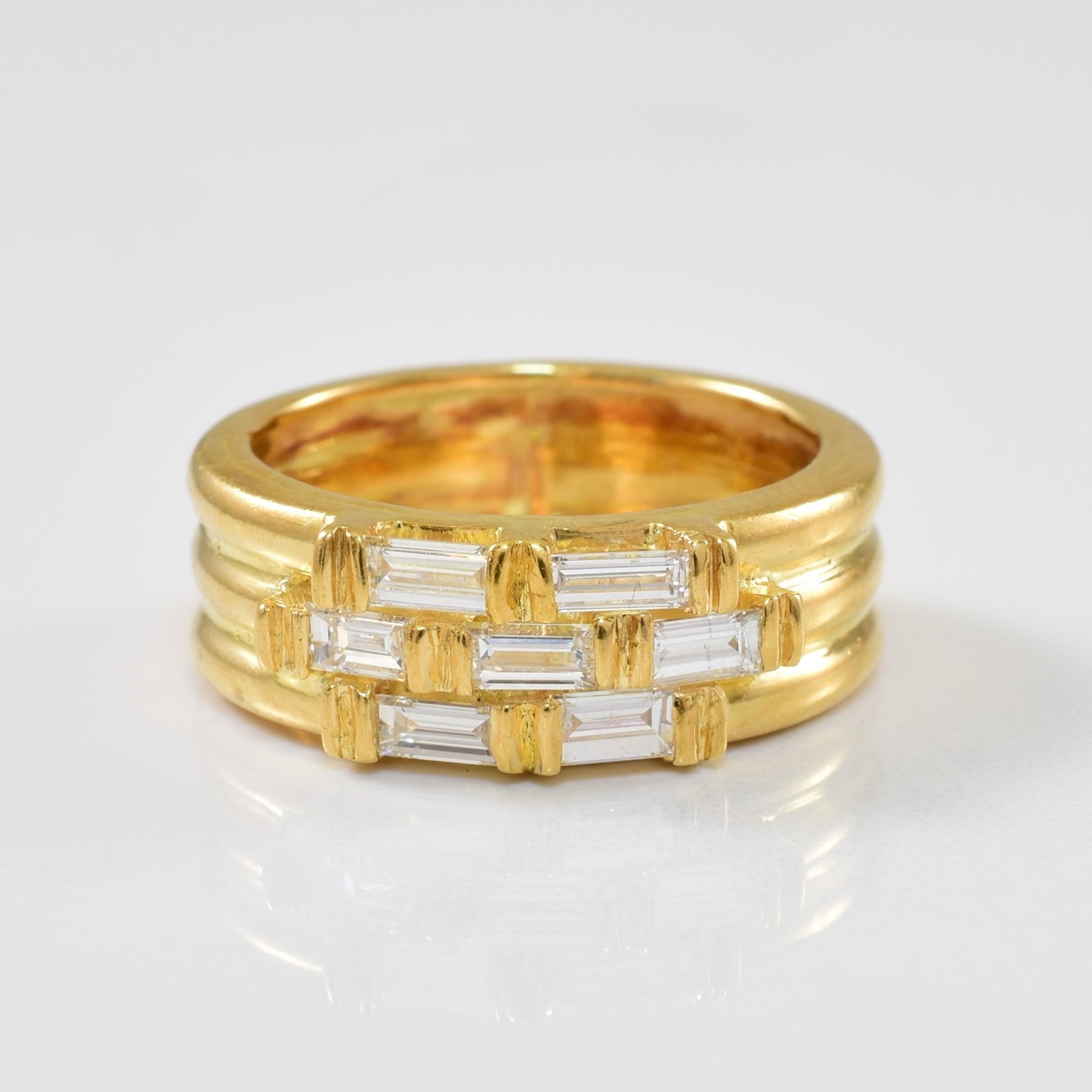 18k Multi Row Baguette Cut Diamond Band | 0.42ctw | SZ 5.25 |