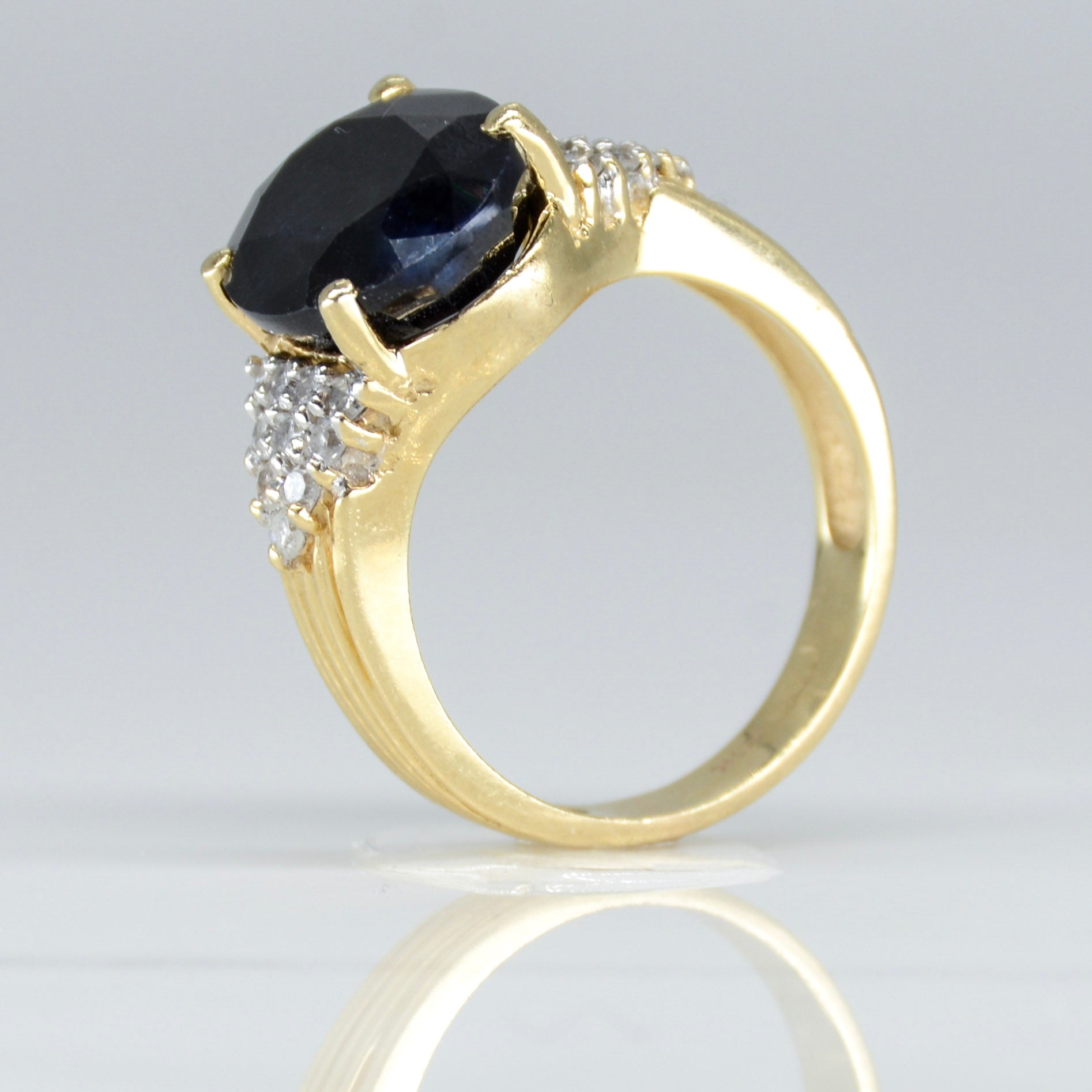 Blue Sapphire & Diamong Ring | 7.35ct, 0.40ctw | SZ 6.5 |